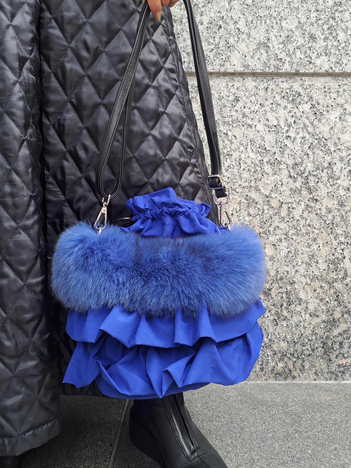 フォックスファー×フリルドッキングショルダーBAG