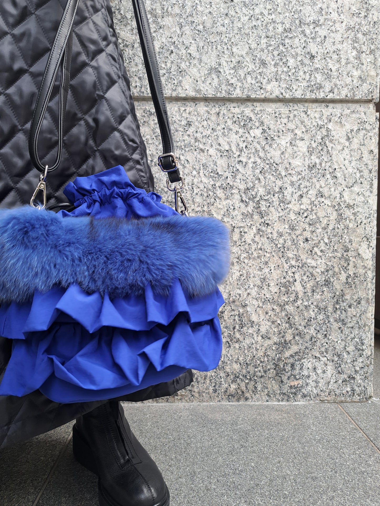 フォックスファー×フリルドッキングショルダーBAG