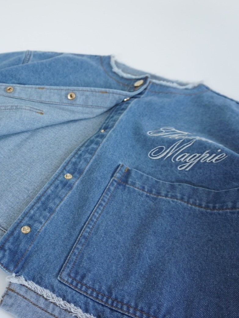 THOMAS MAGPIE ノーカラーデニムジャケット