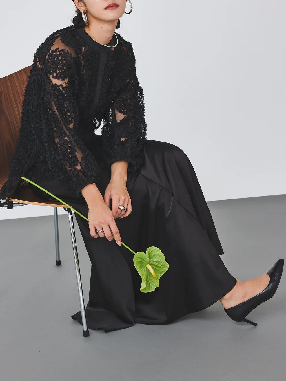 TORRAZZO DONNA メッシュ刺繍レースブラウス