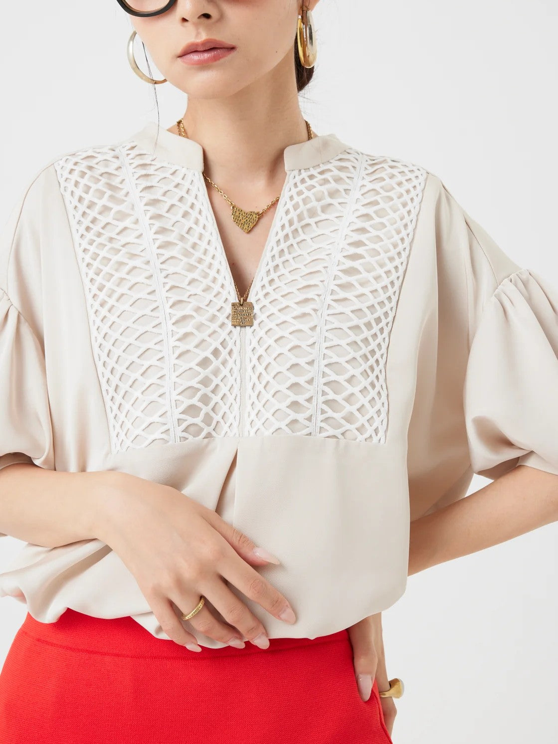 TORRAZZO DONNA コードレースヨークブラウス