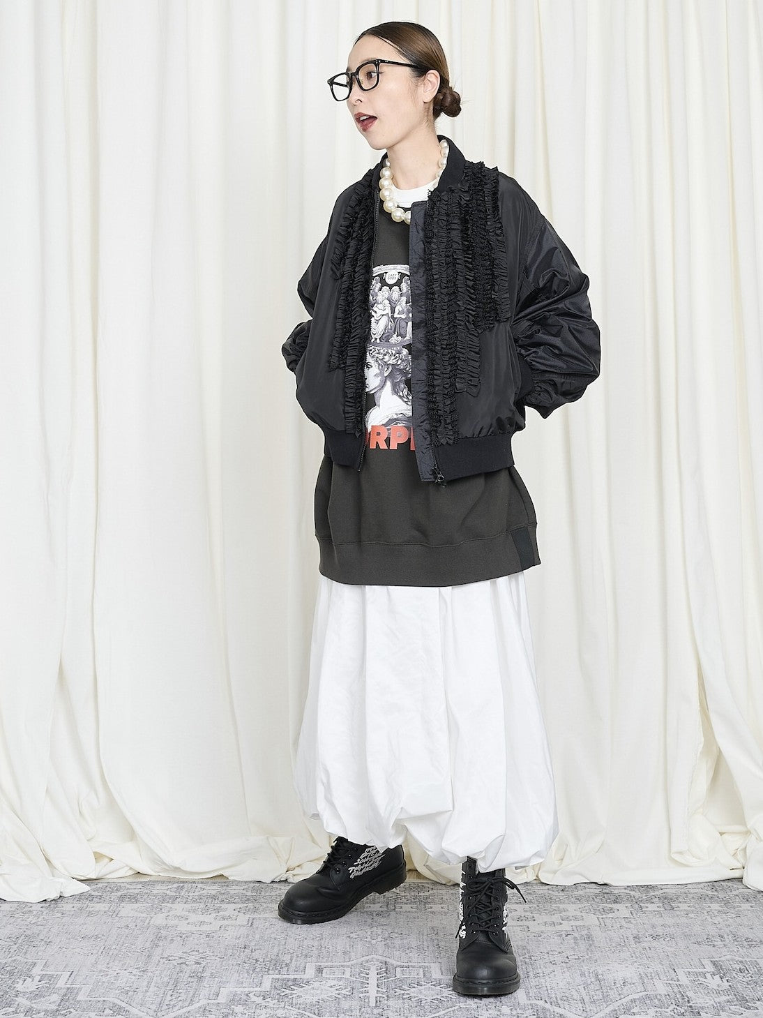 THOMAS MAGPIE タフタフリルブルゾン