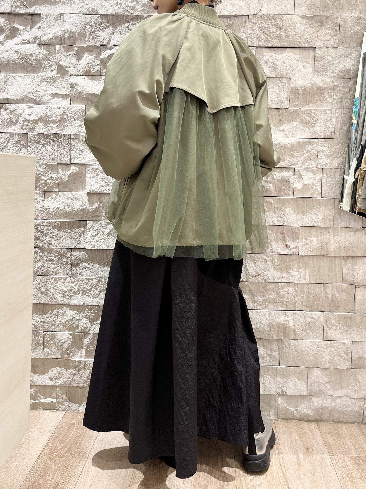 PASSIONE バックチュールレイヤードフレアブルゾン