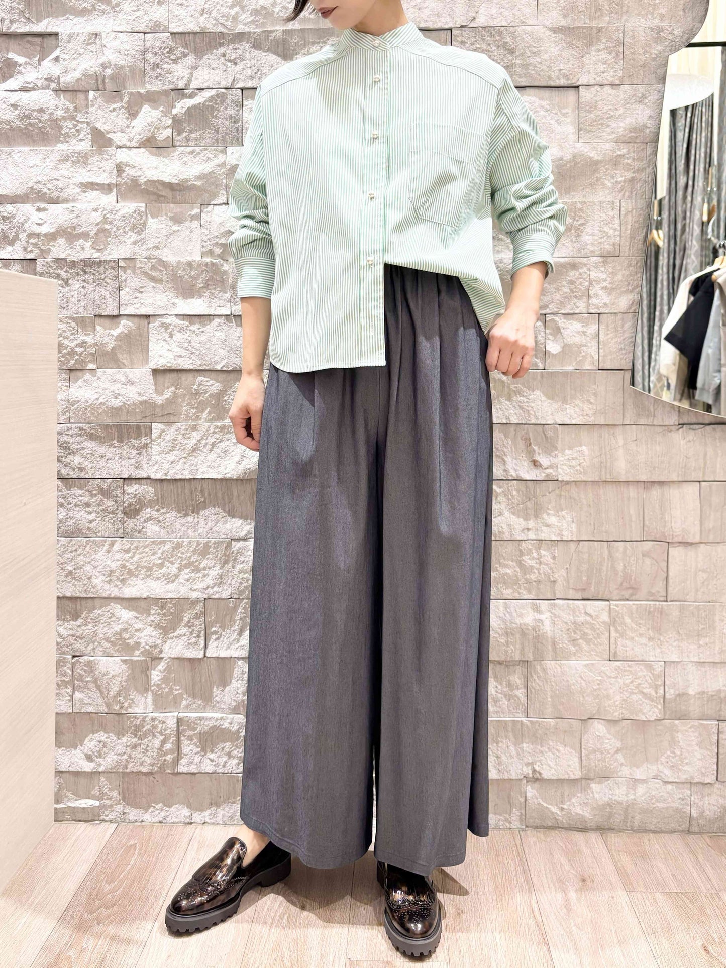MARECHAL TERRE ナイロンレーヨンストレッチ定番ワイドパンツ