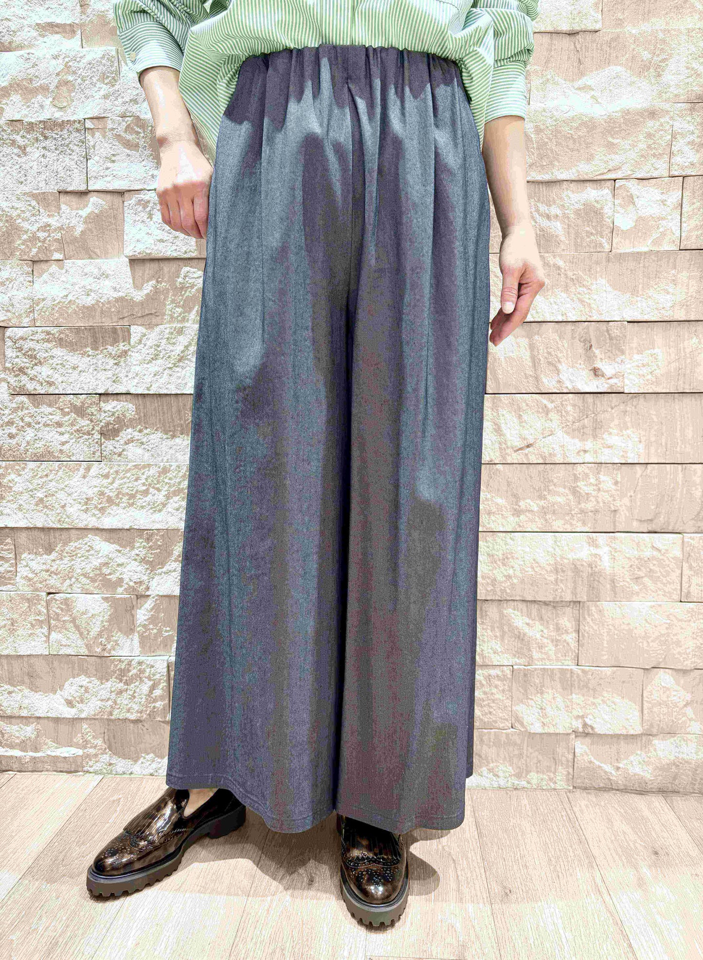 MARECHAL TERRE ナイロンレーヨンストレッチ定番ワイドパンツ