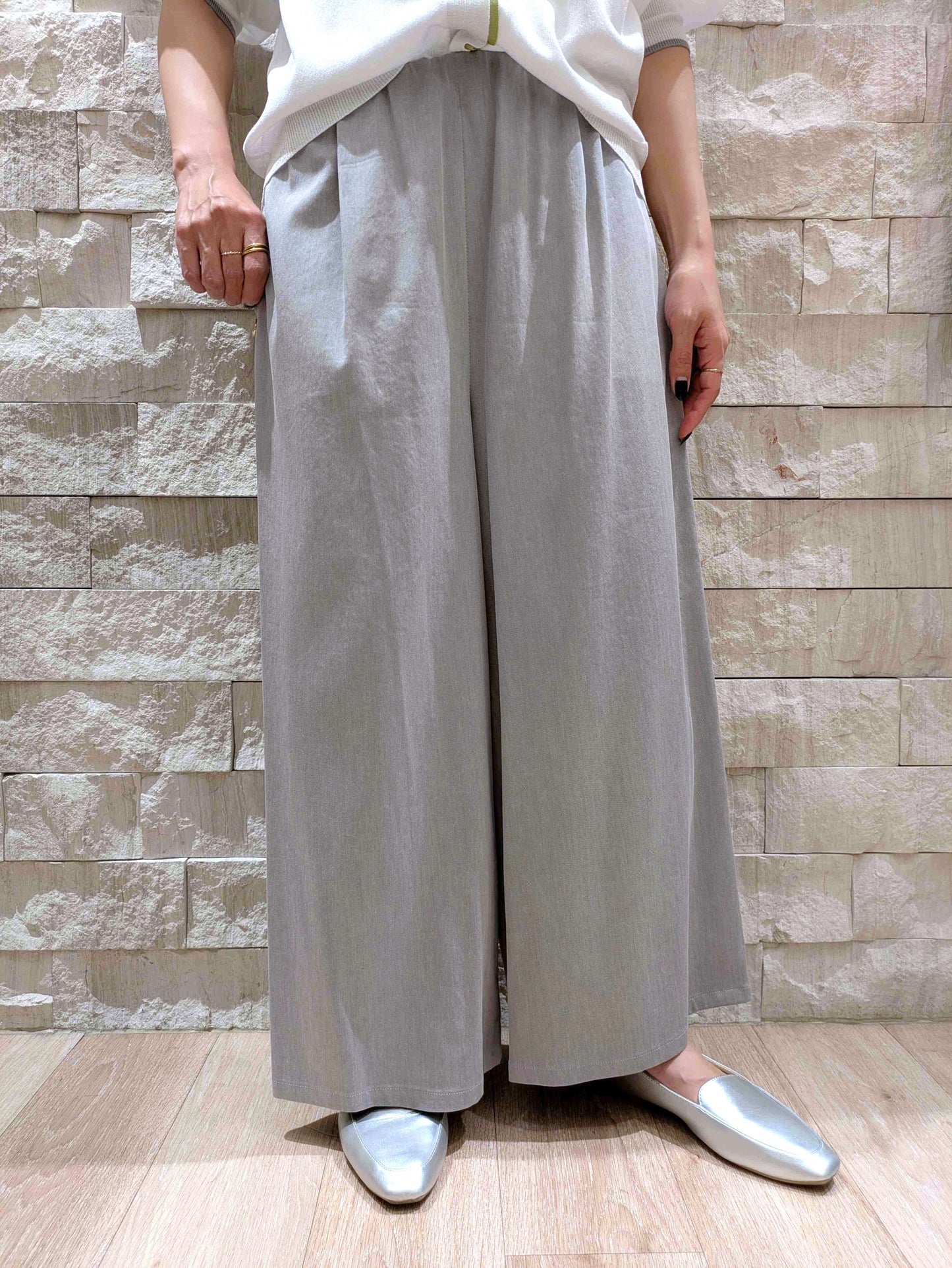 MARECHAL TERRE ナイロンレーヨンストレッチ定番ワイドパンツ