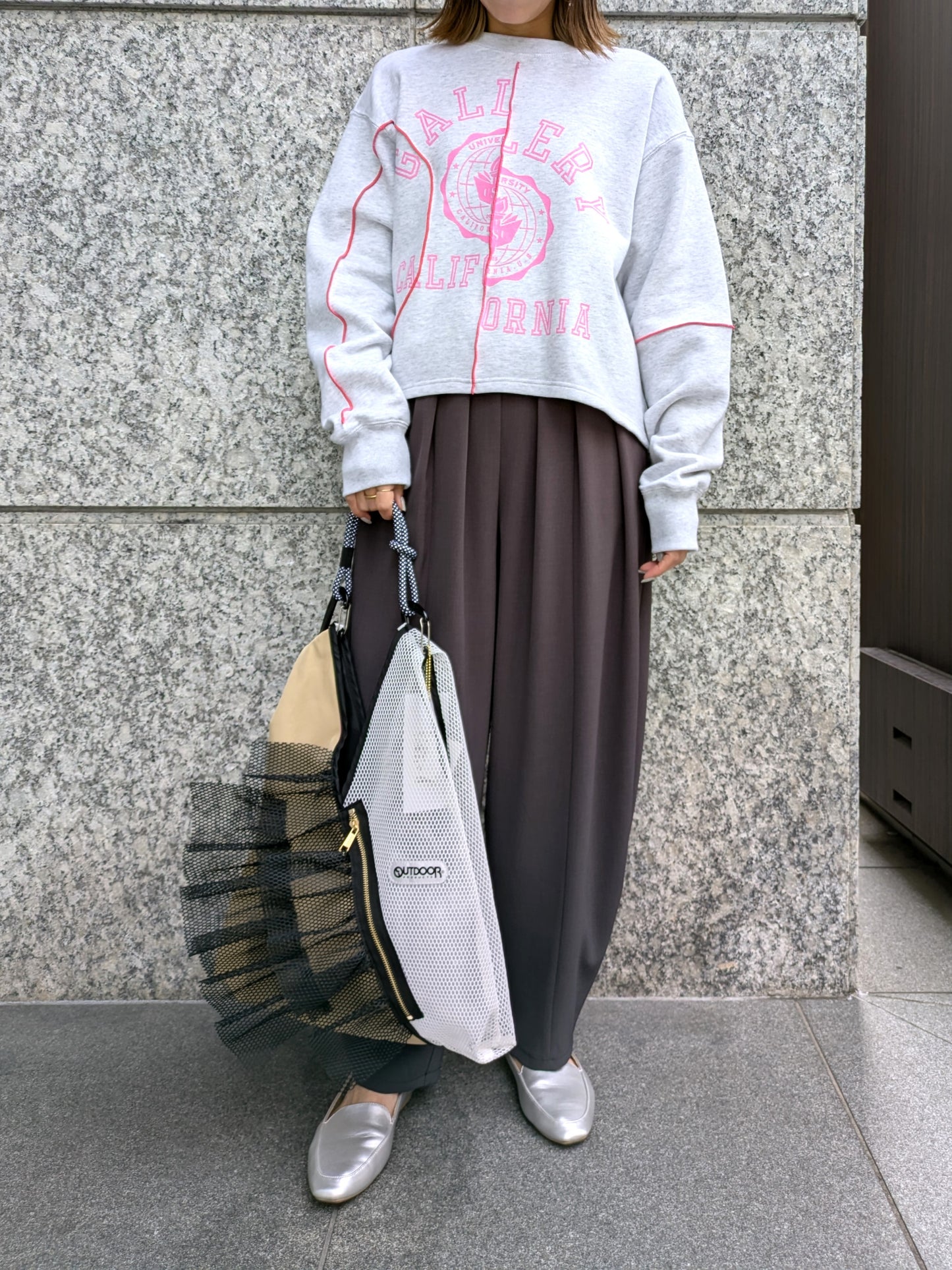 RISLEY メッシュフリル×タフタトライアングルバッグ
