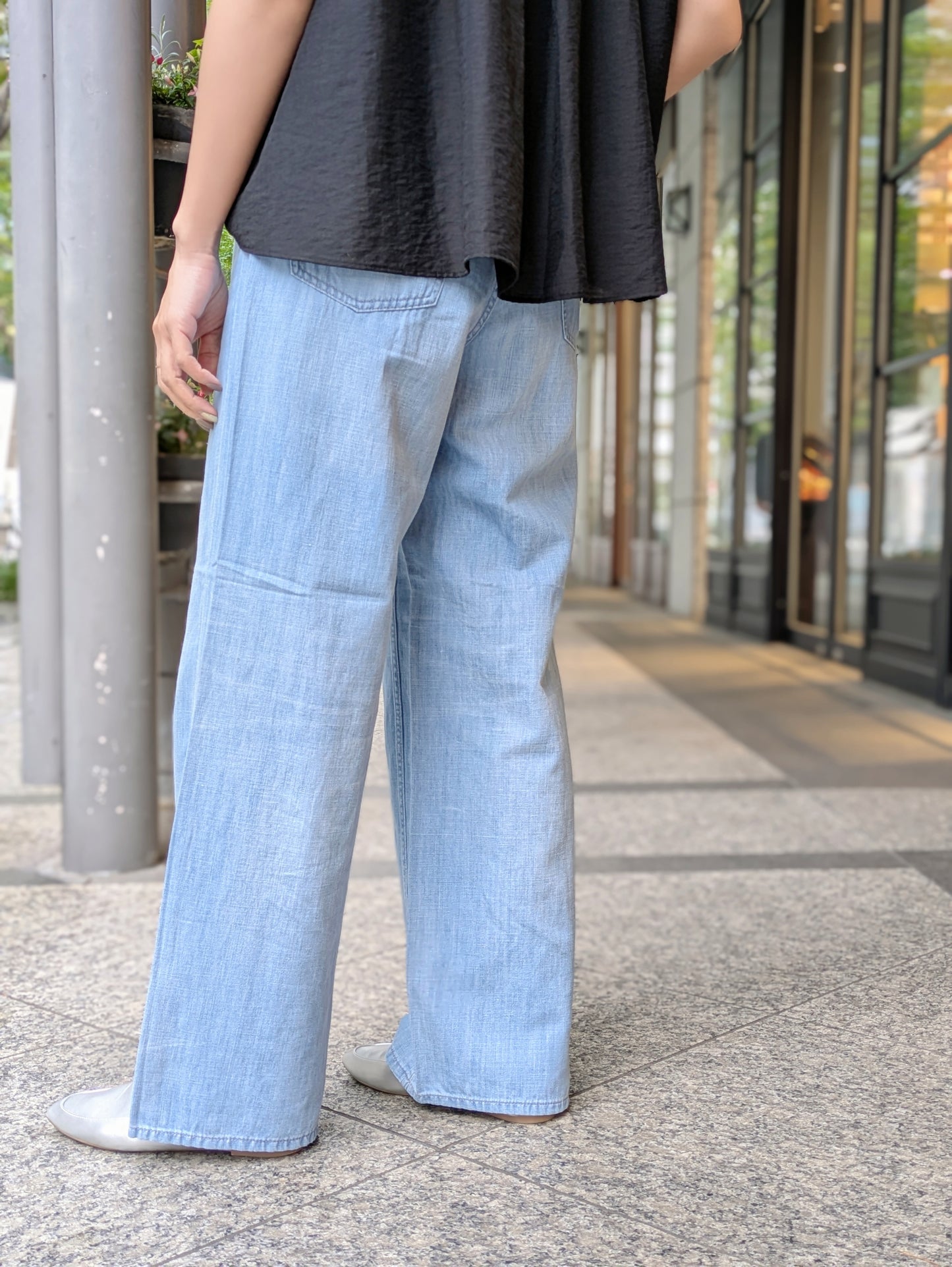 Healthy DENIM Breezy PinkPepper Easy コットンリネンワイドデニム