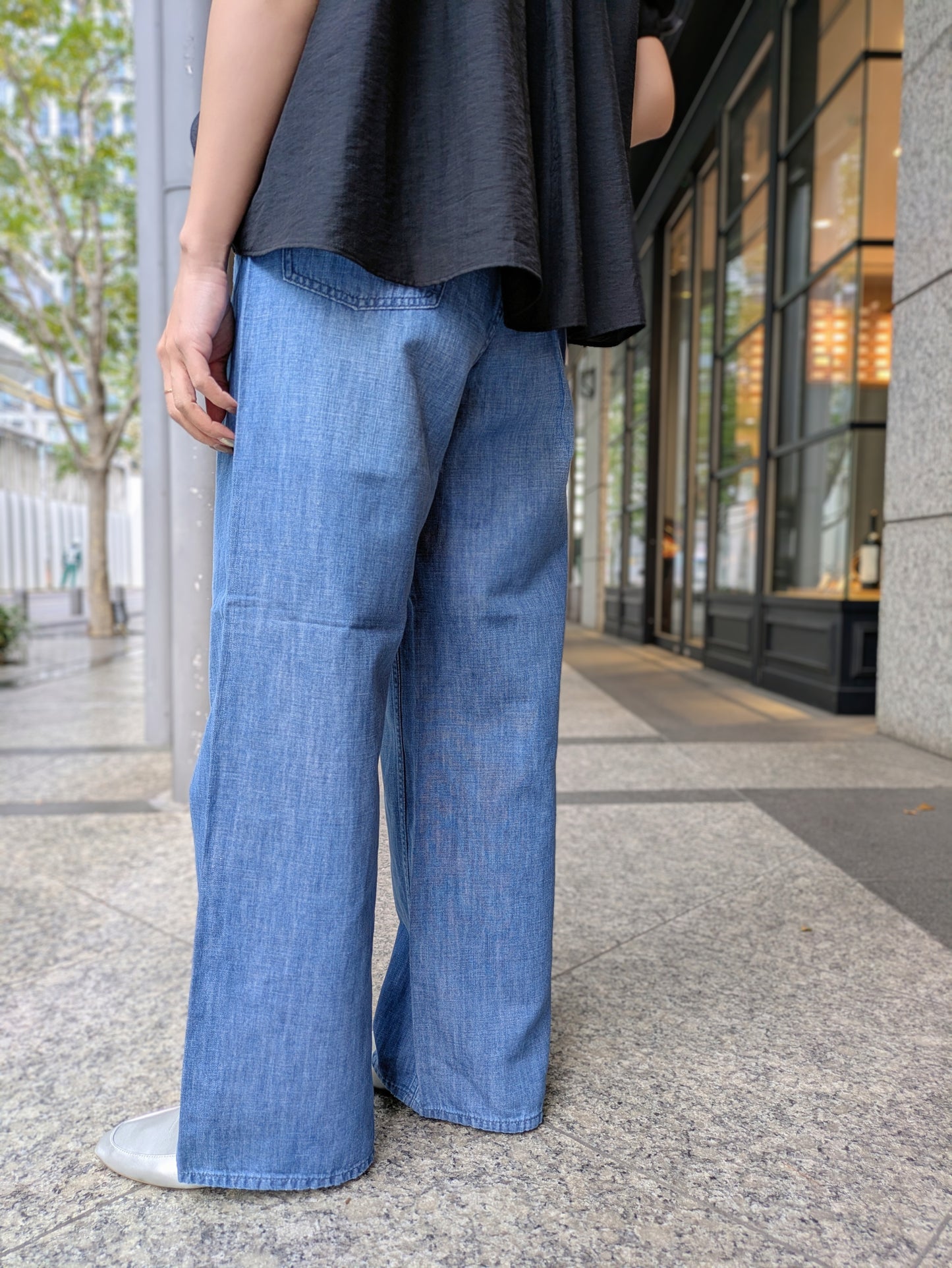 Healthy DENIM Breezy PinkPepper Easy コットンリネンワイドデニム