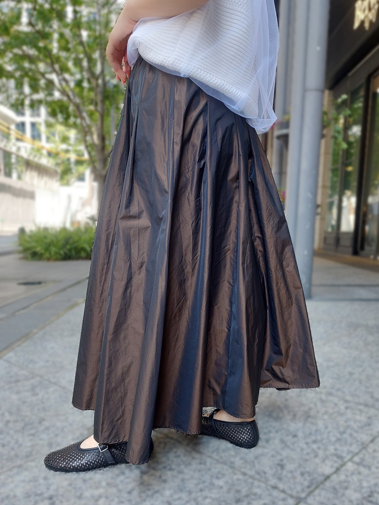 MICA&DEAL シャンブレータフタタックギャザースカート