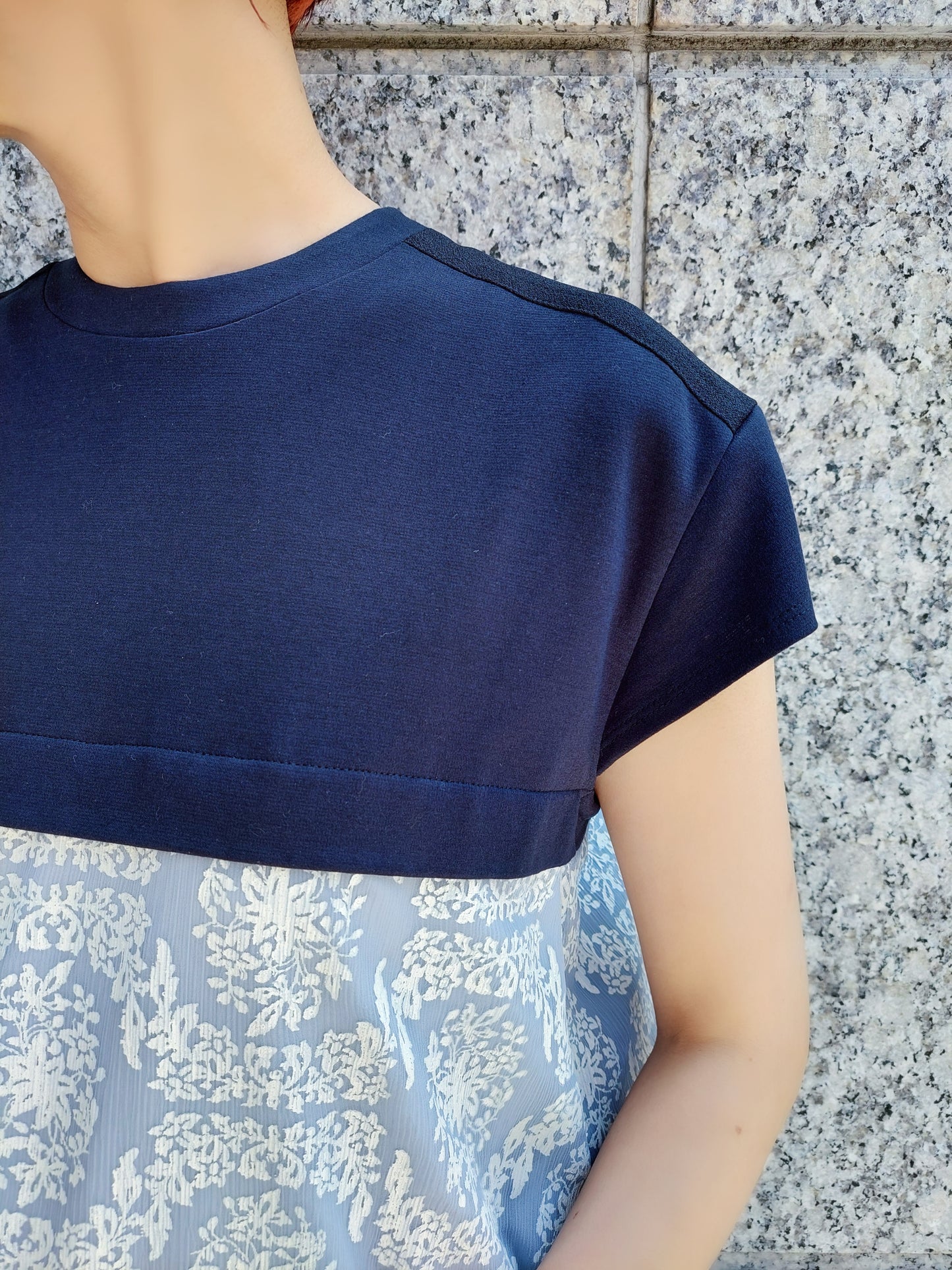 mintdesigns カットソー×フロストフラワー切替ワンピース