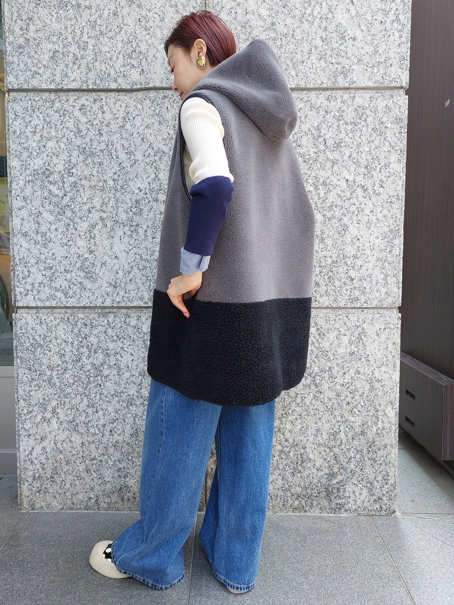 RISLEY リバーシブルバイカラーボアフーディジレ