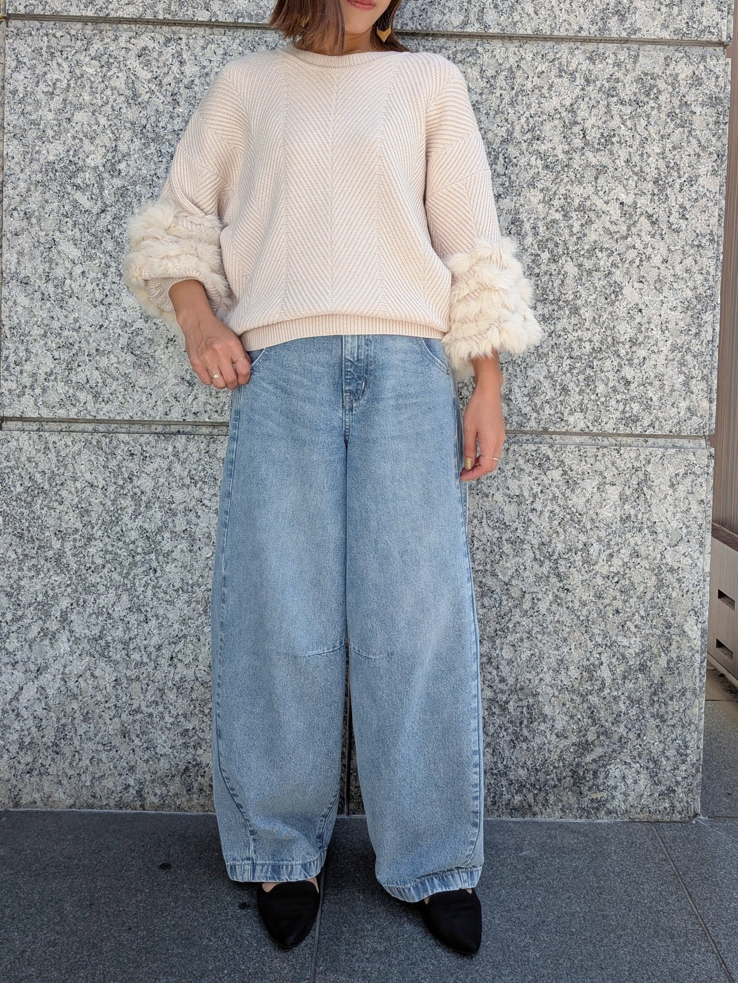 TORRAZZO DONNA ラビットファースリーブ2WAYニットカーディガン