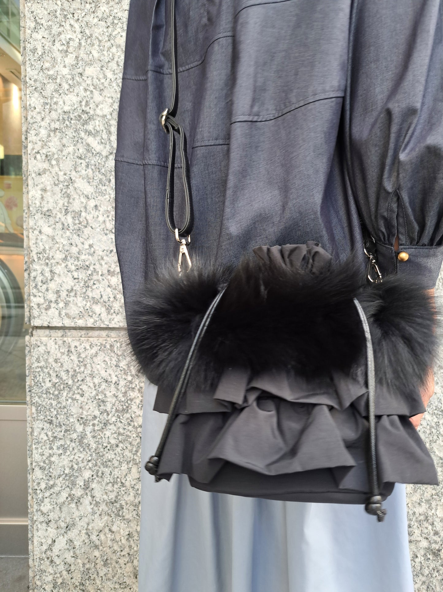 フォックスファー×フリルドッキングショルダーBAG