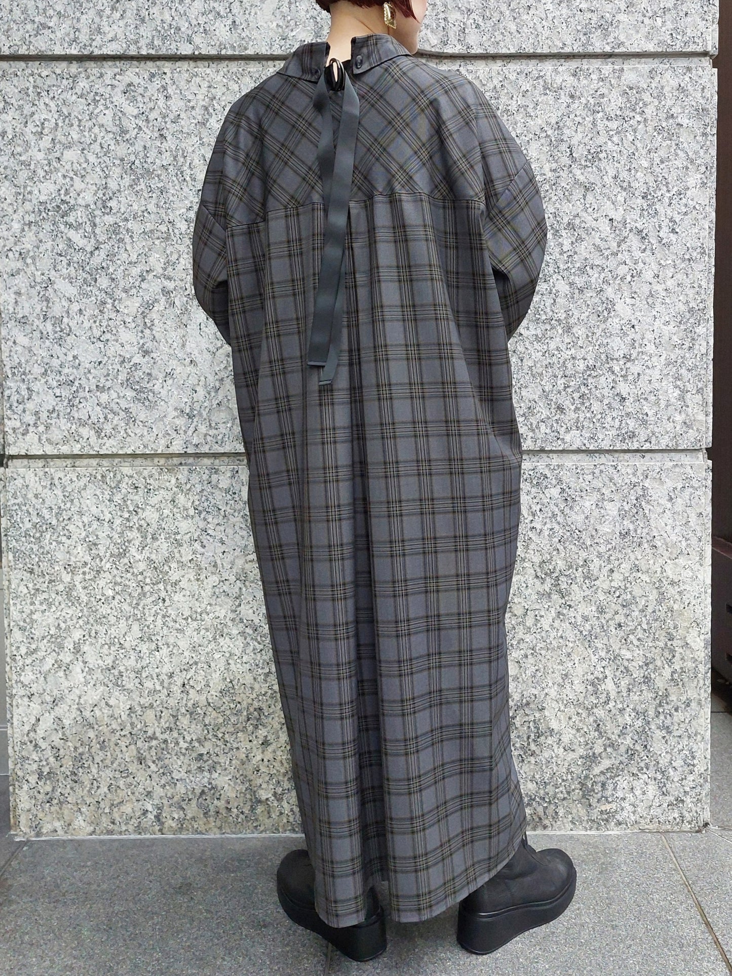 HERENCIA バックリボンシャツワンピース