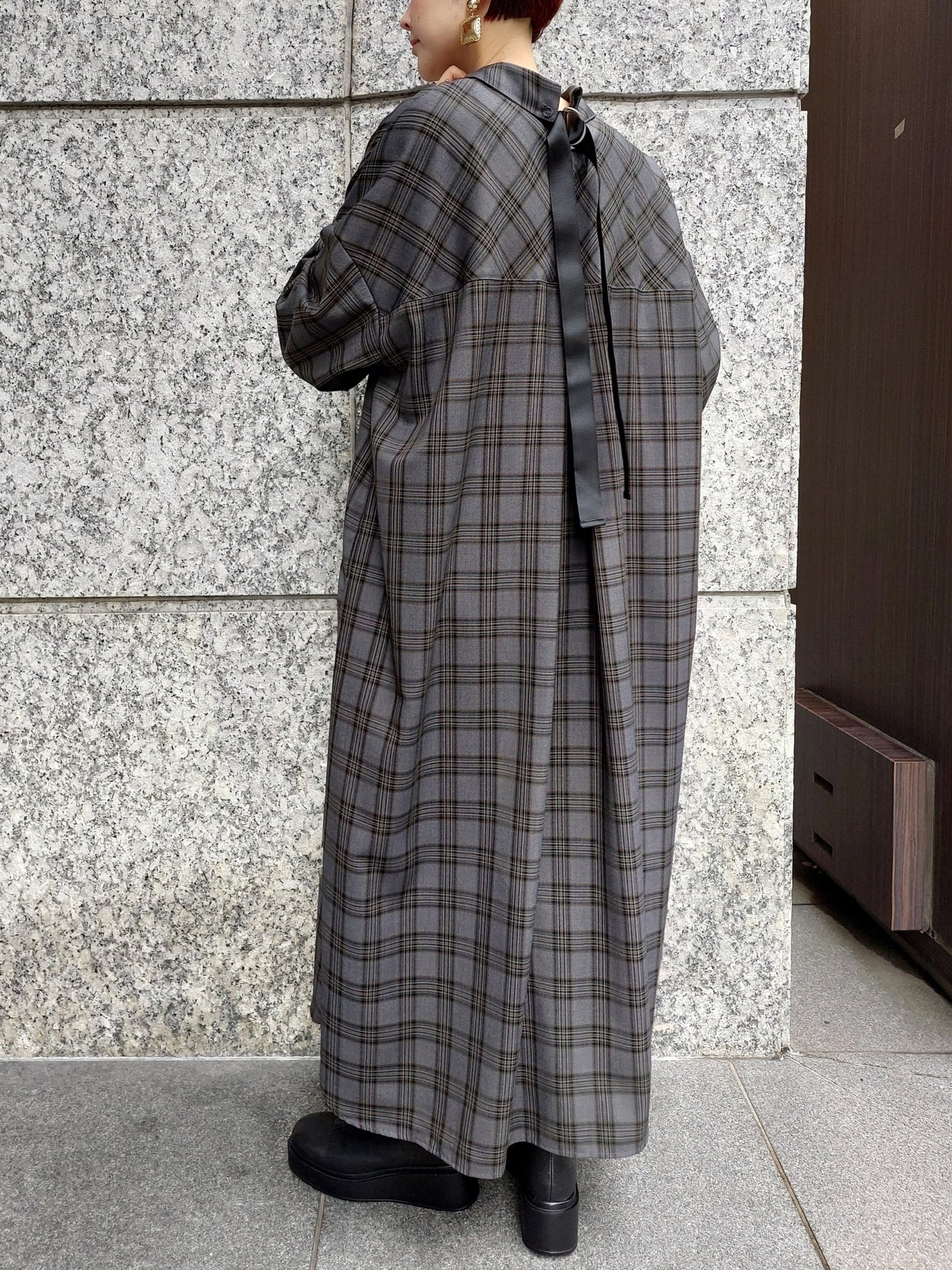 HERENCIA バックリボンシャツワンピース