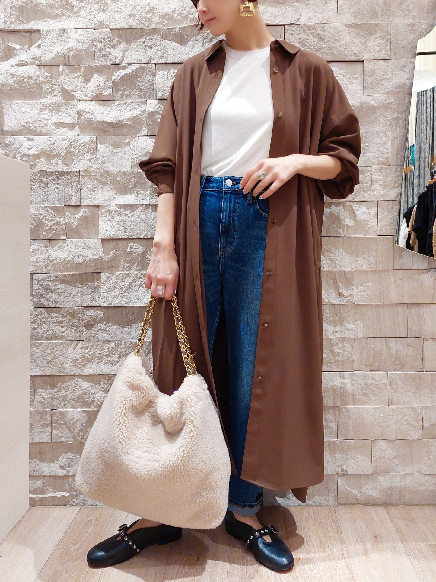 HERENCIA バックリボンシャツワンピース