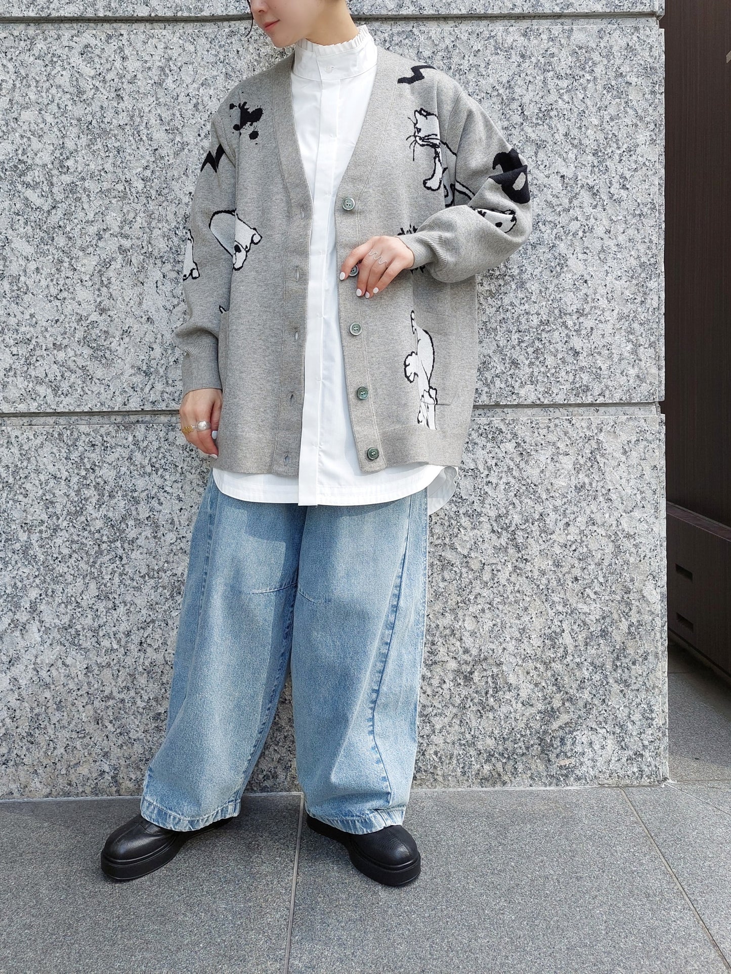THOMAS MAGPIE インターシャもちもちBIGカーディガン