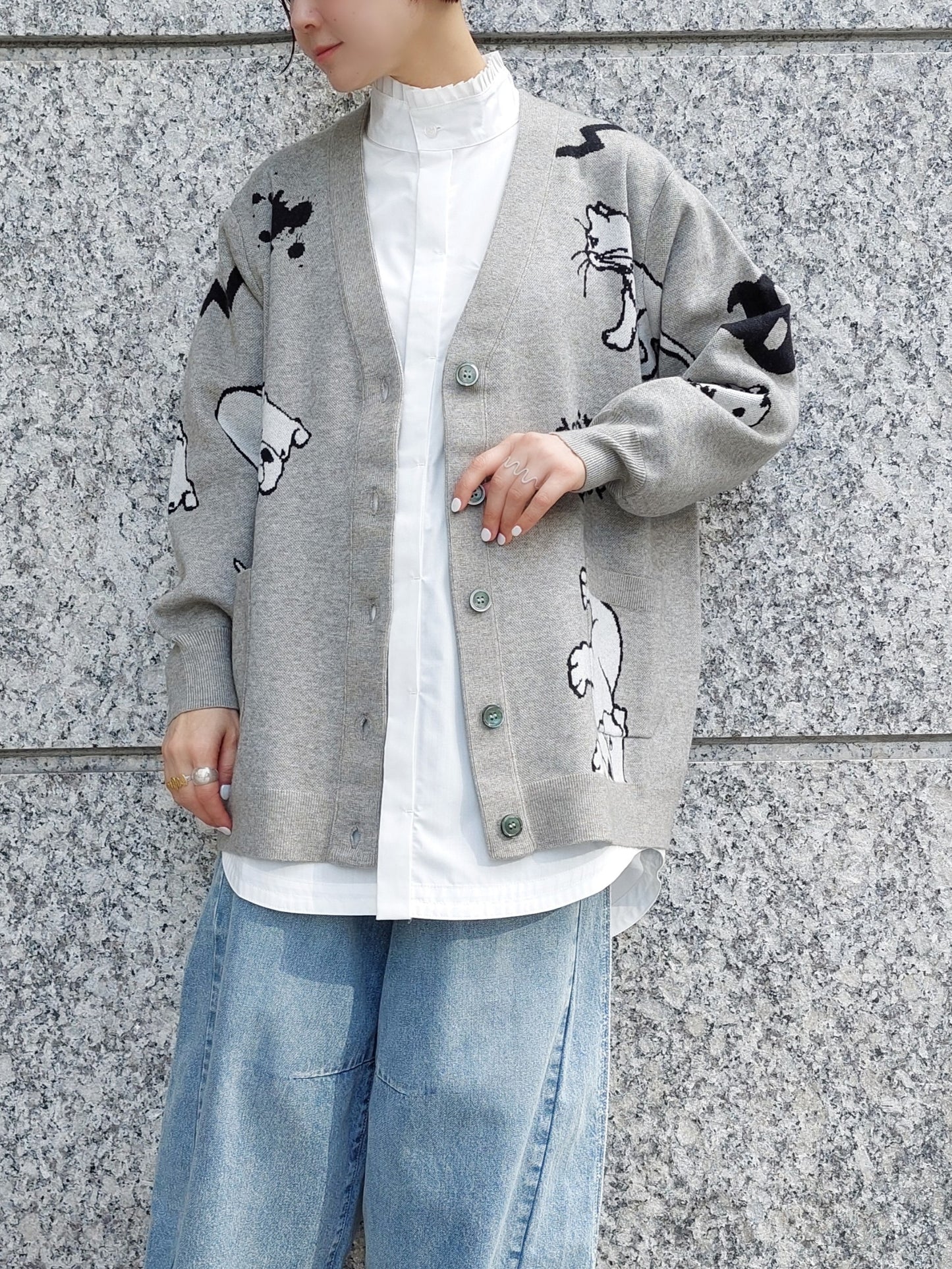 THOMAS MAGPIE インターシャもちもちBIGカーディガン