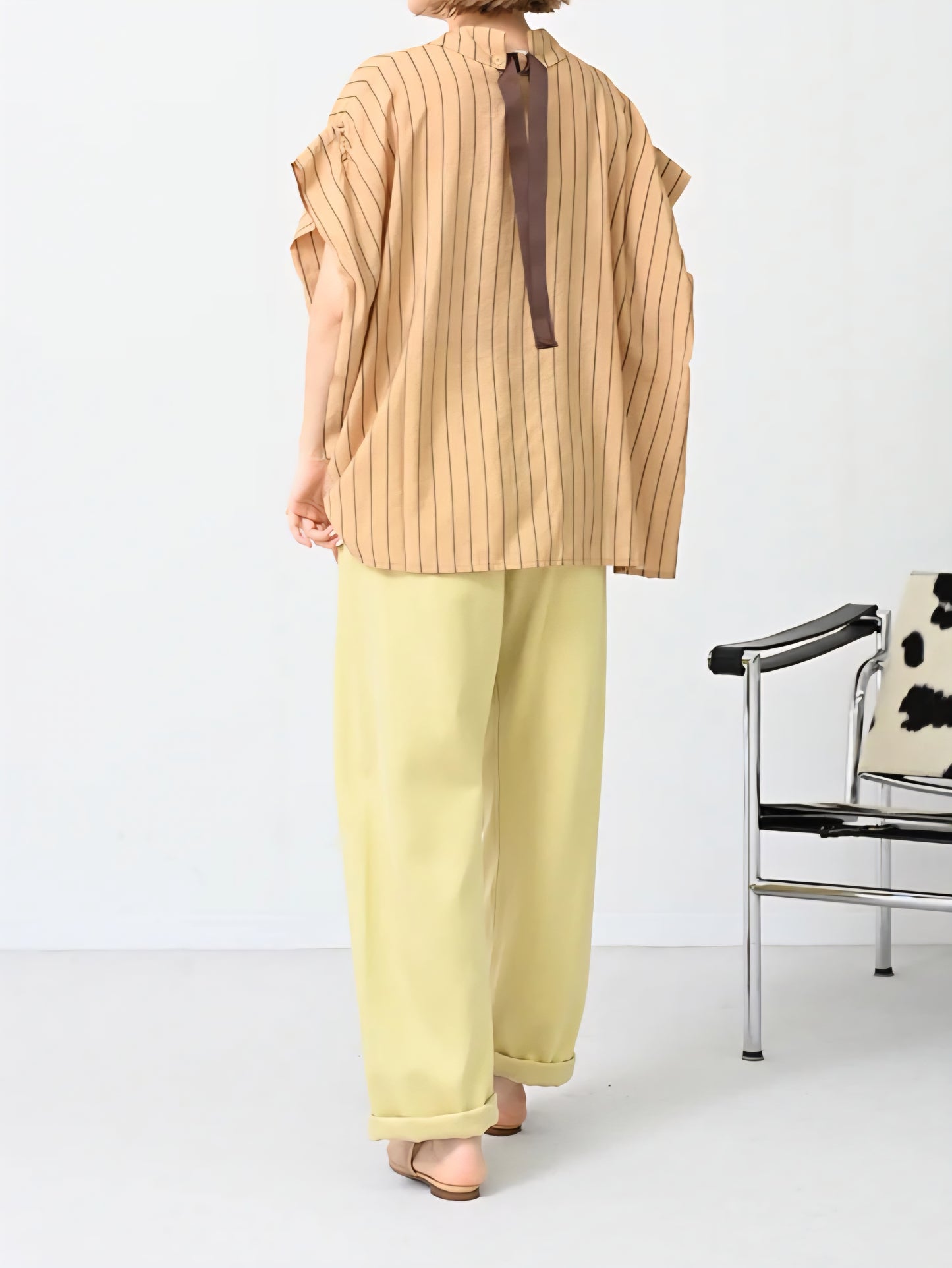 HERENCIA バックリボンギャザースリーブブラウス