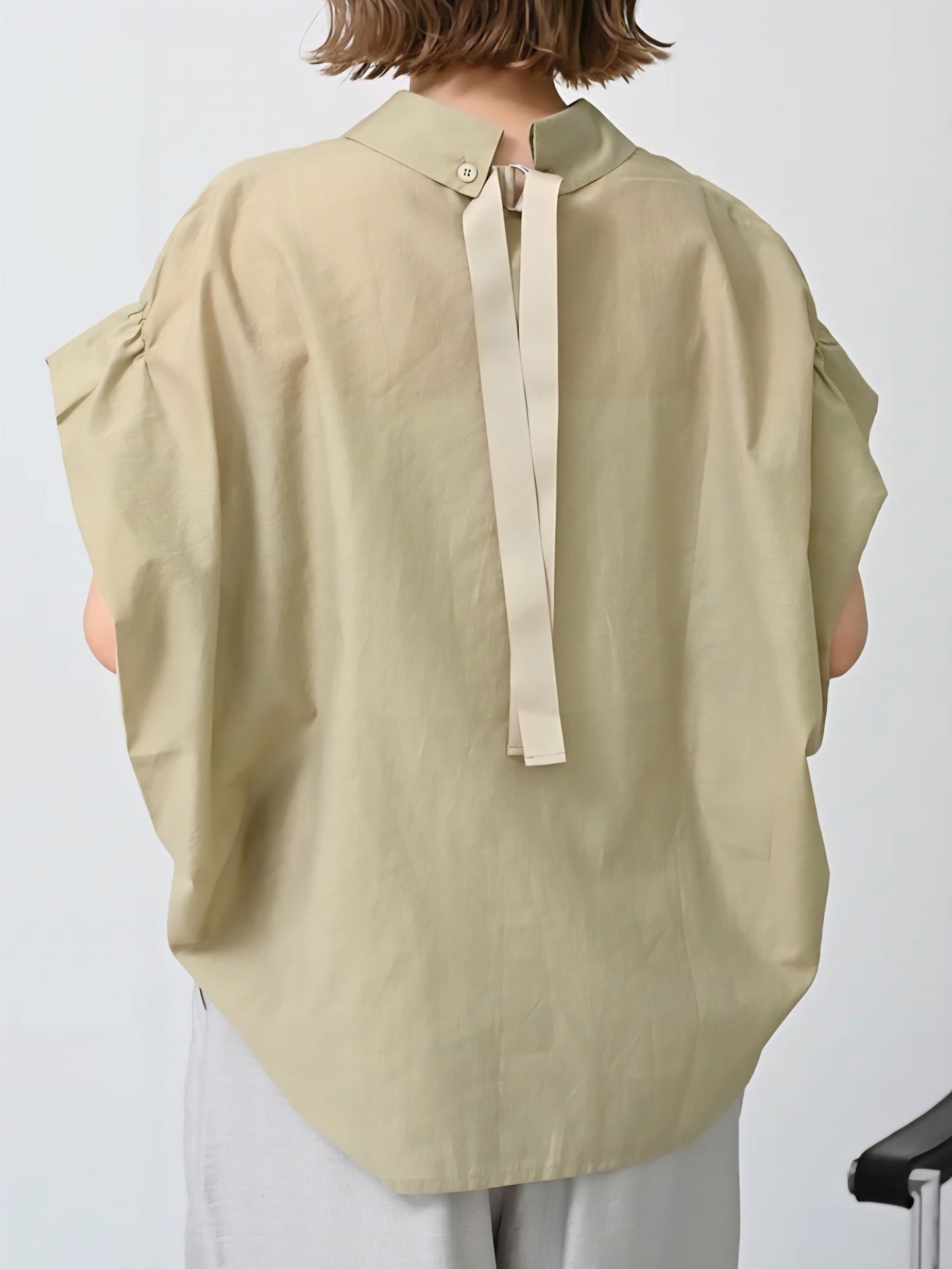 HERENCIA バックリボンギャザースリーブブラウス