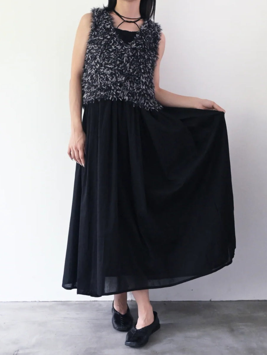 TORRAZZO DONNA チュールフリンジ×シャギーニットベスト
