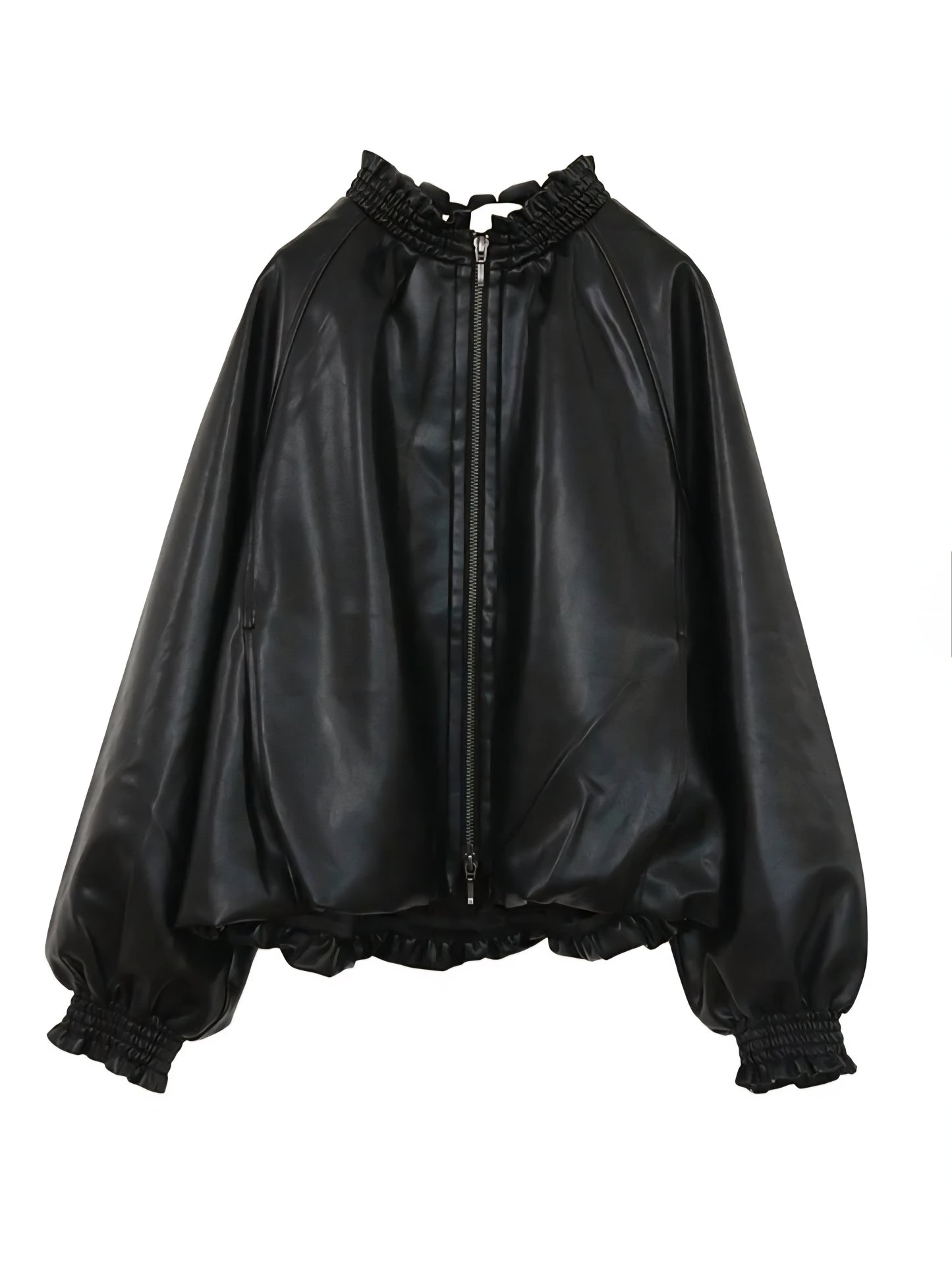 MARILYN MOON ソフトエコレザーシャーリングバルーンブルゾン