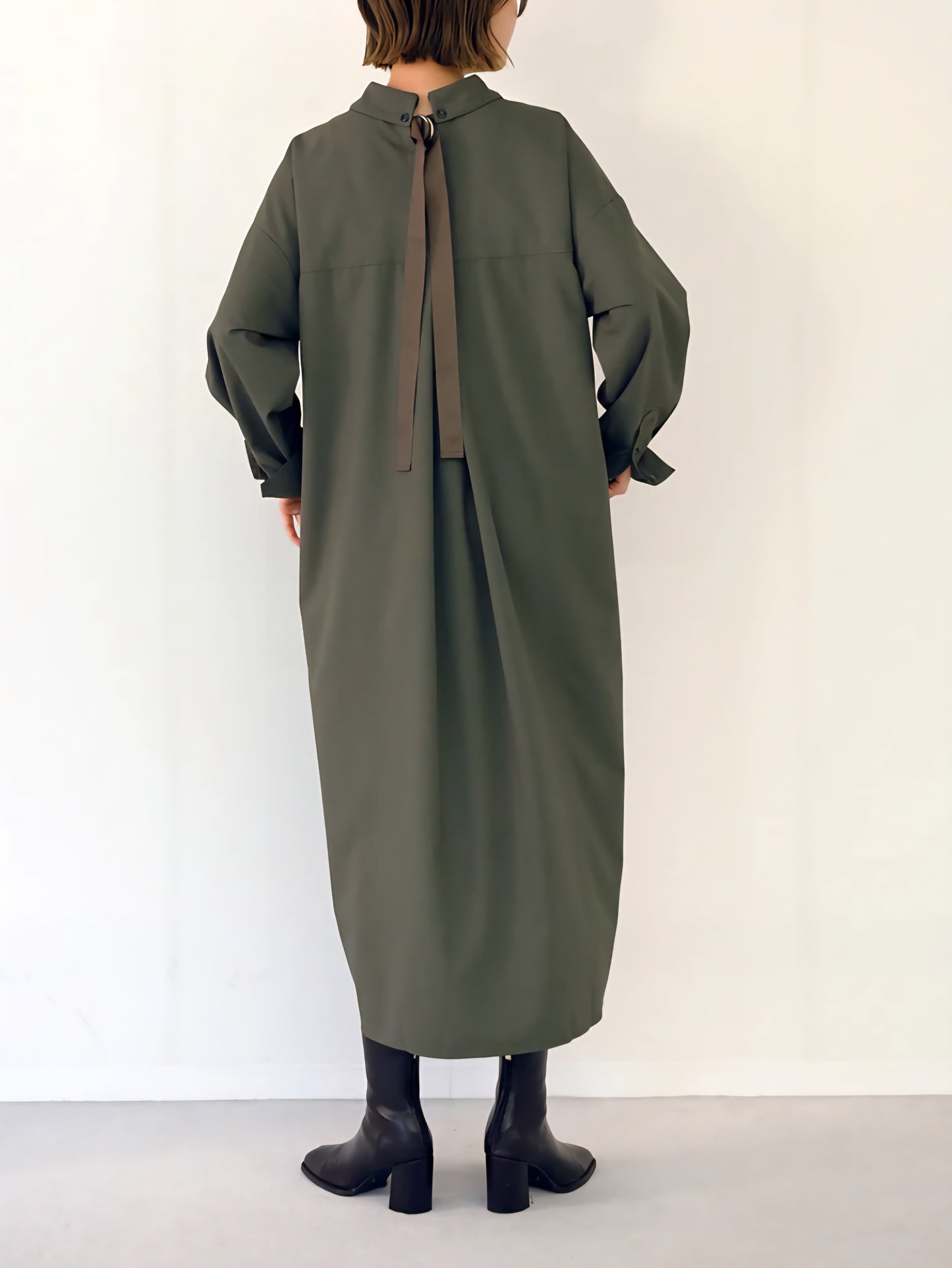 HERENCIA バックリボンシャツワンピース
