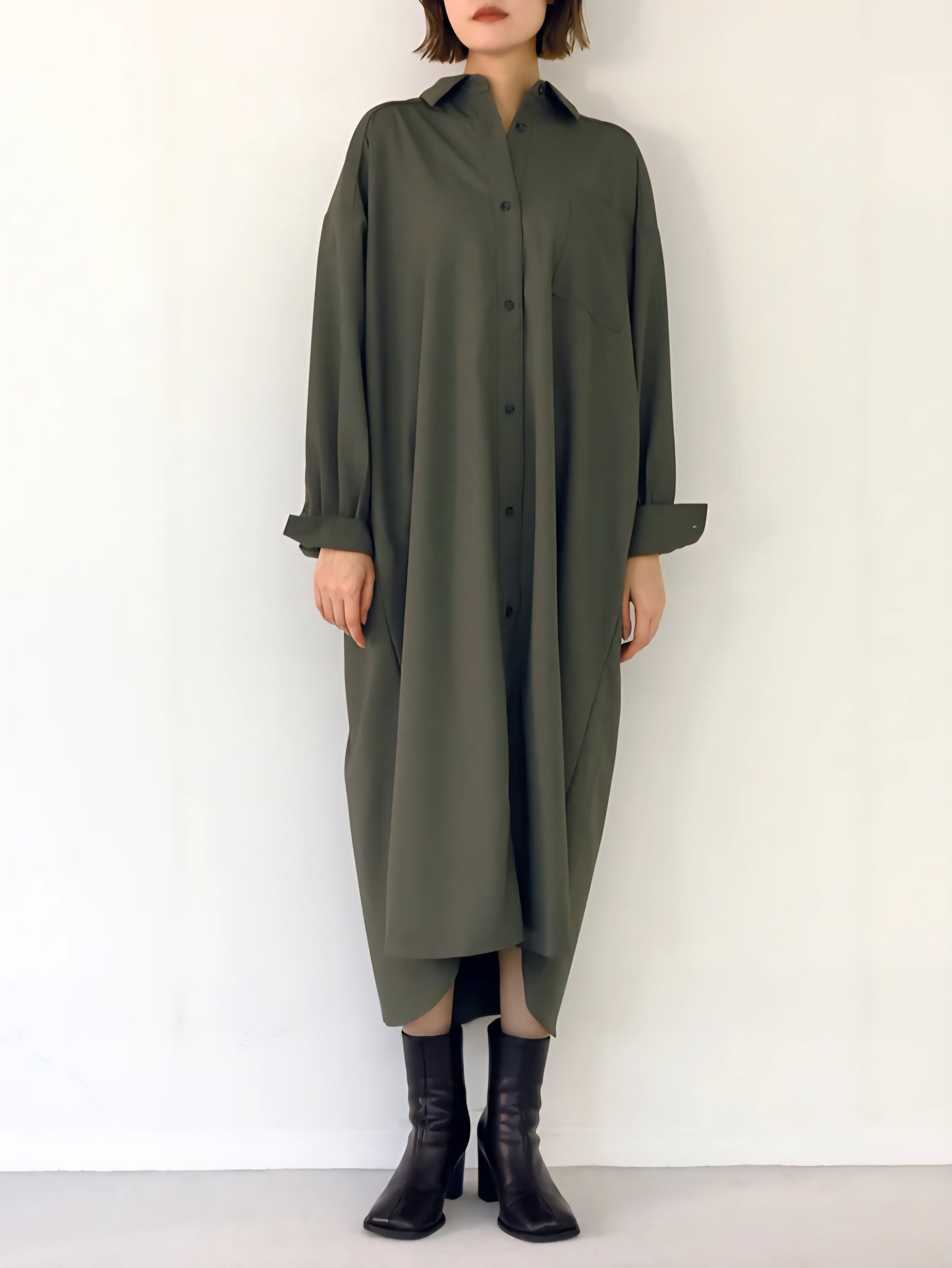 HERENCIA バックリボンシャツワンピース