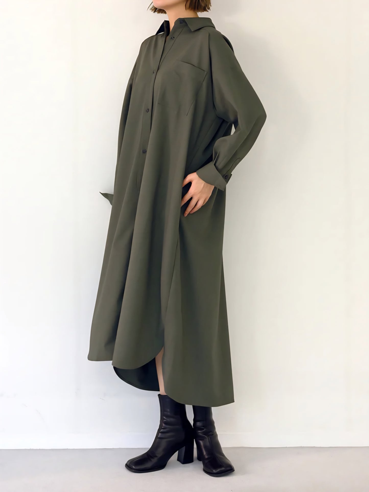 HERENCIA バックリボンシャツワンピース