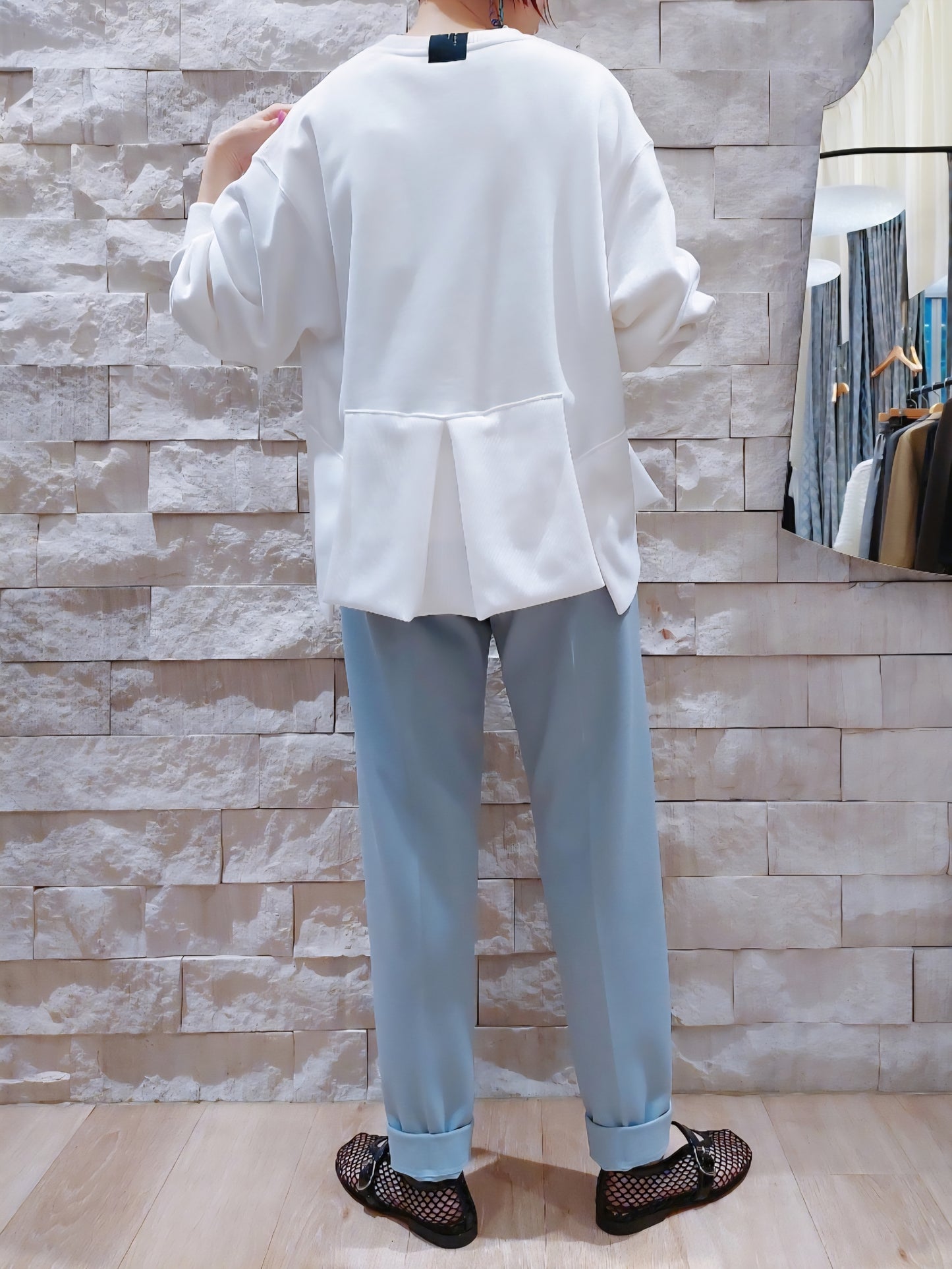 1% コットン裏毛リメイクフリルプルオーバー