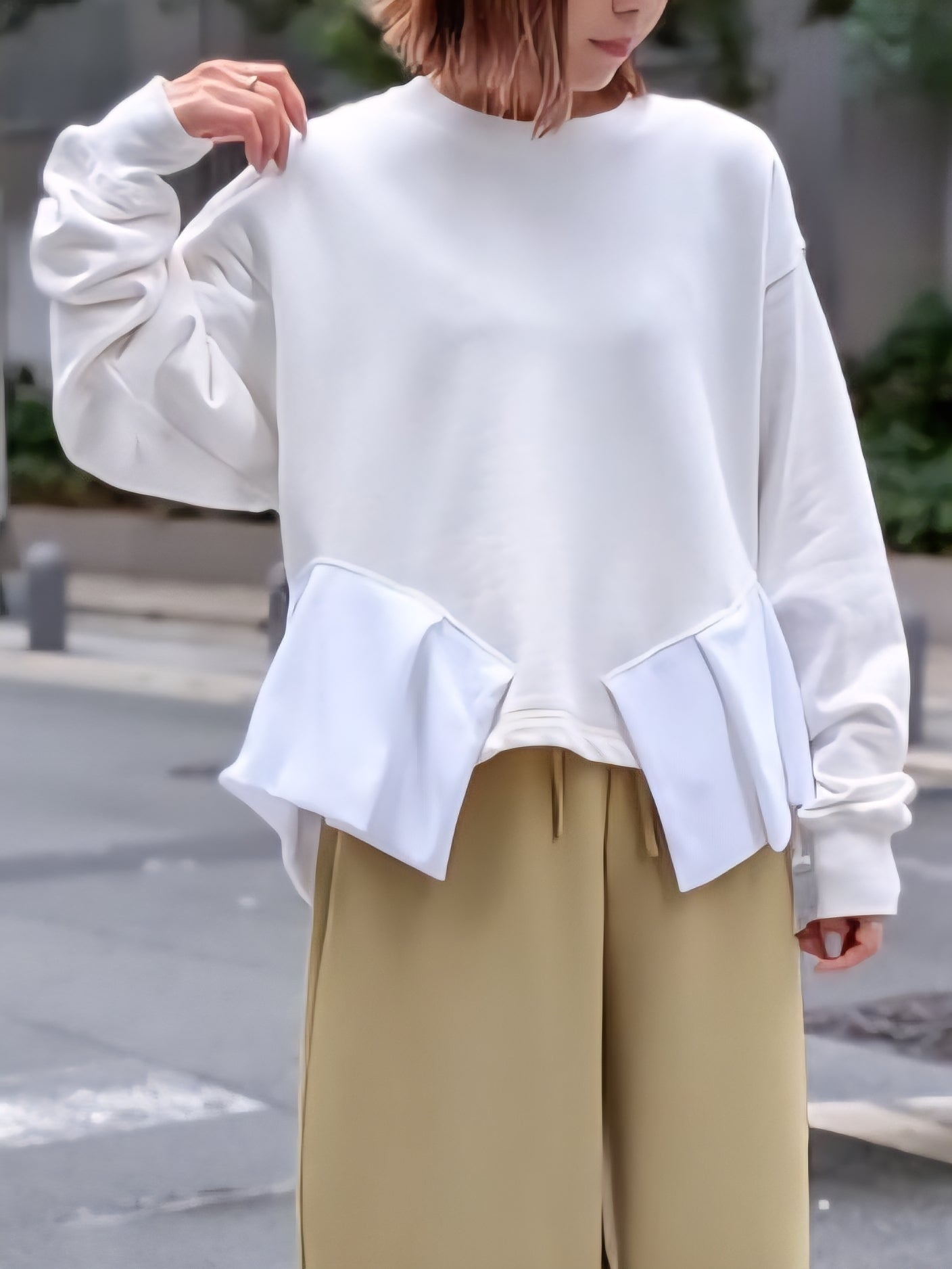 1% コットン裏毛リメイクフリルプルオーバー