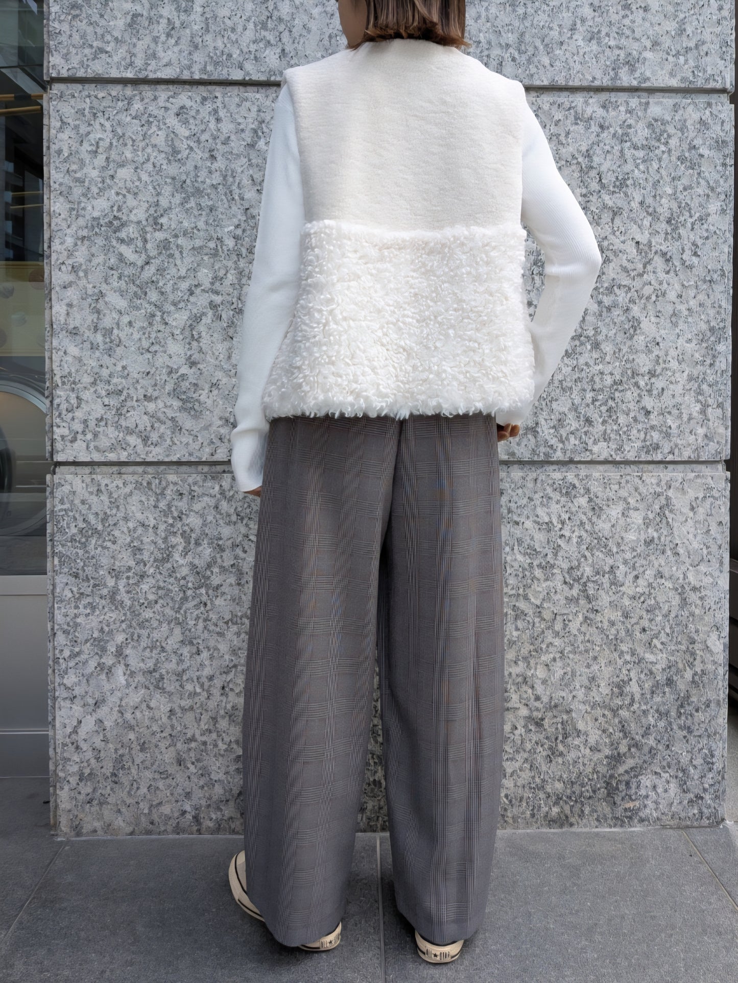 trois ウーリッシュグレンチェックワイドパンツ
