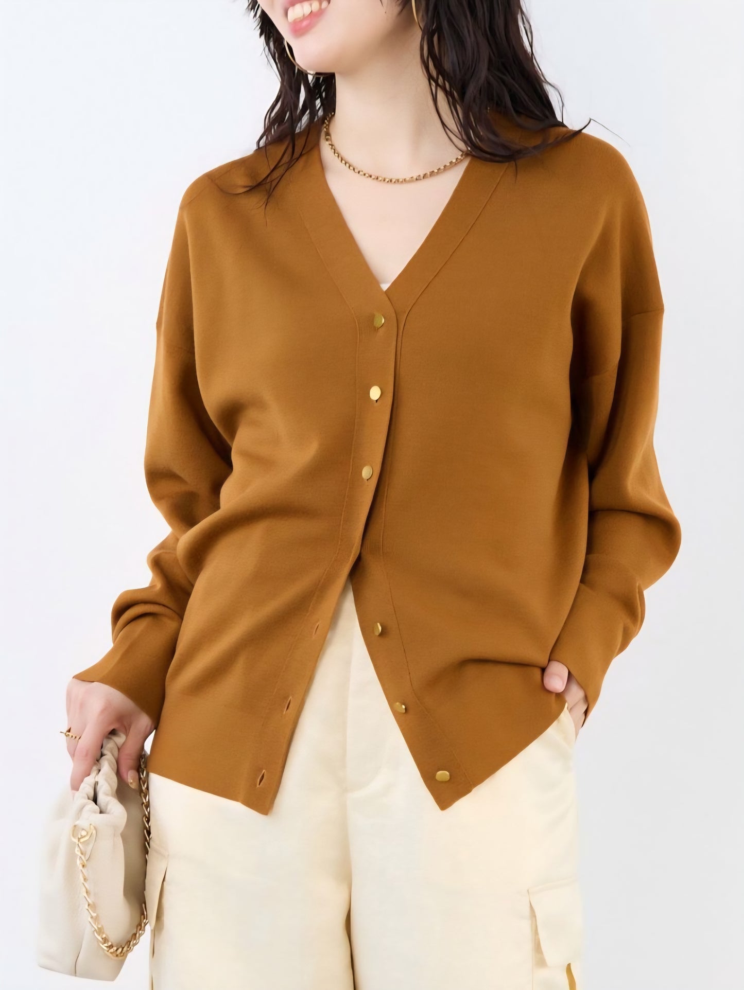 MICA&DEAL Vネックスムースメリノウールカーディガン