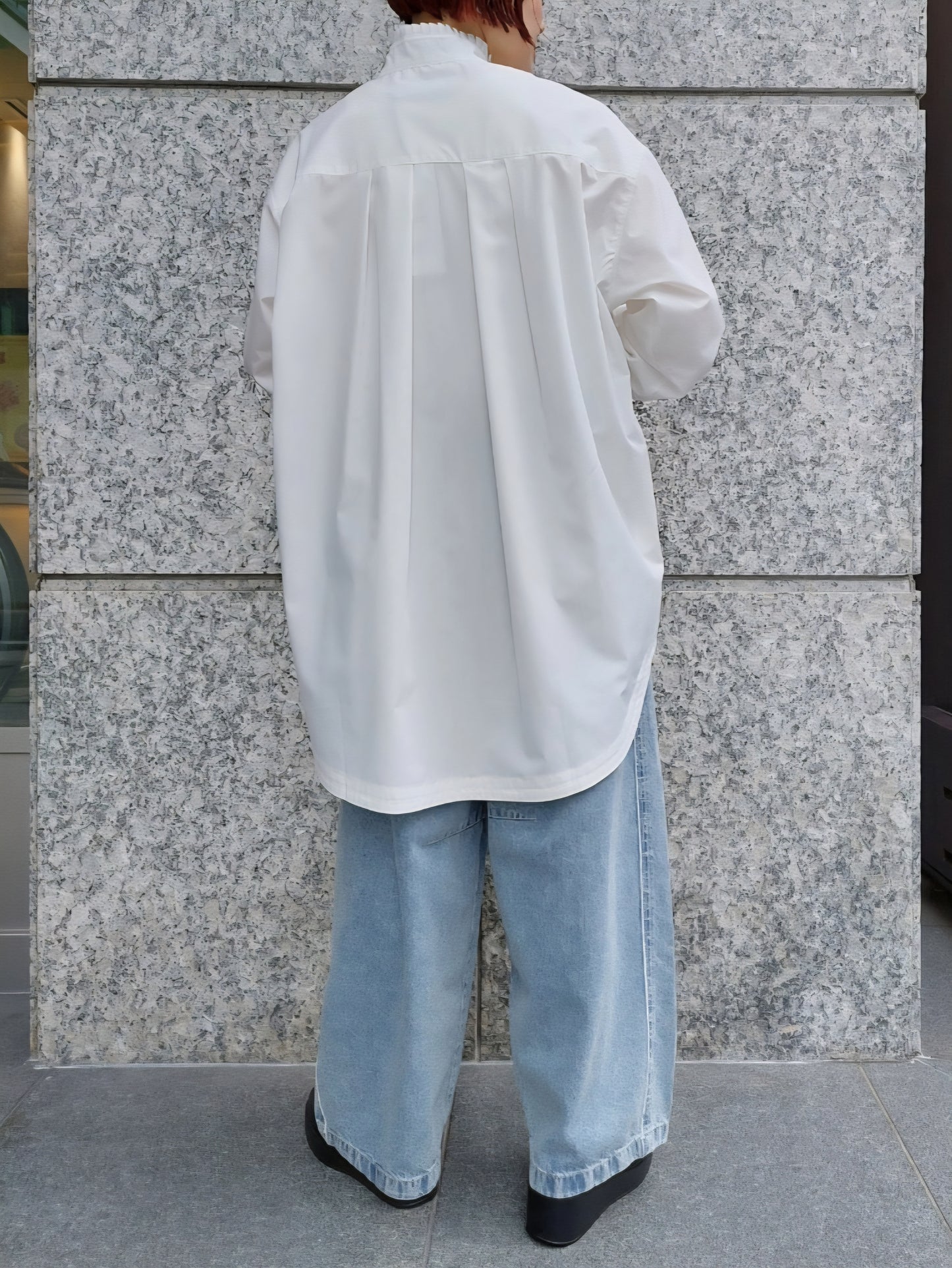 THOMAS MAGPIE フリルスタンドカラーオーバーシャツ