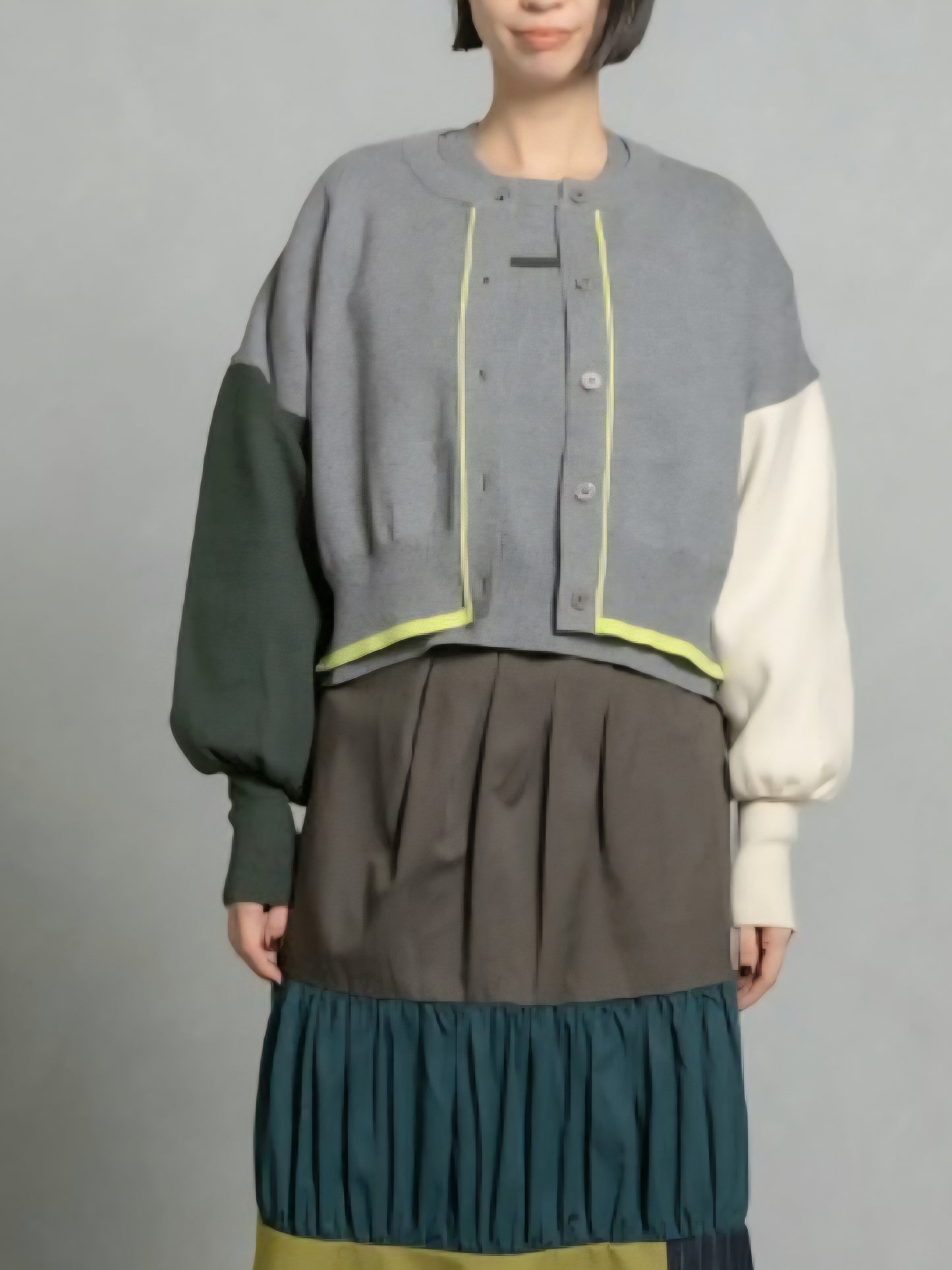 MARECHAL TERRE カラーブロックショートカーディガン