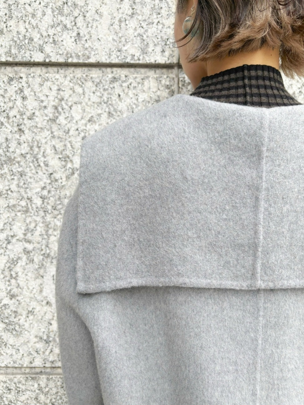 HERENCIA ウールシャギーセーラーカラーコート