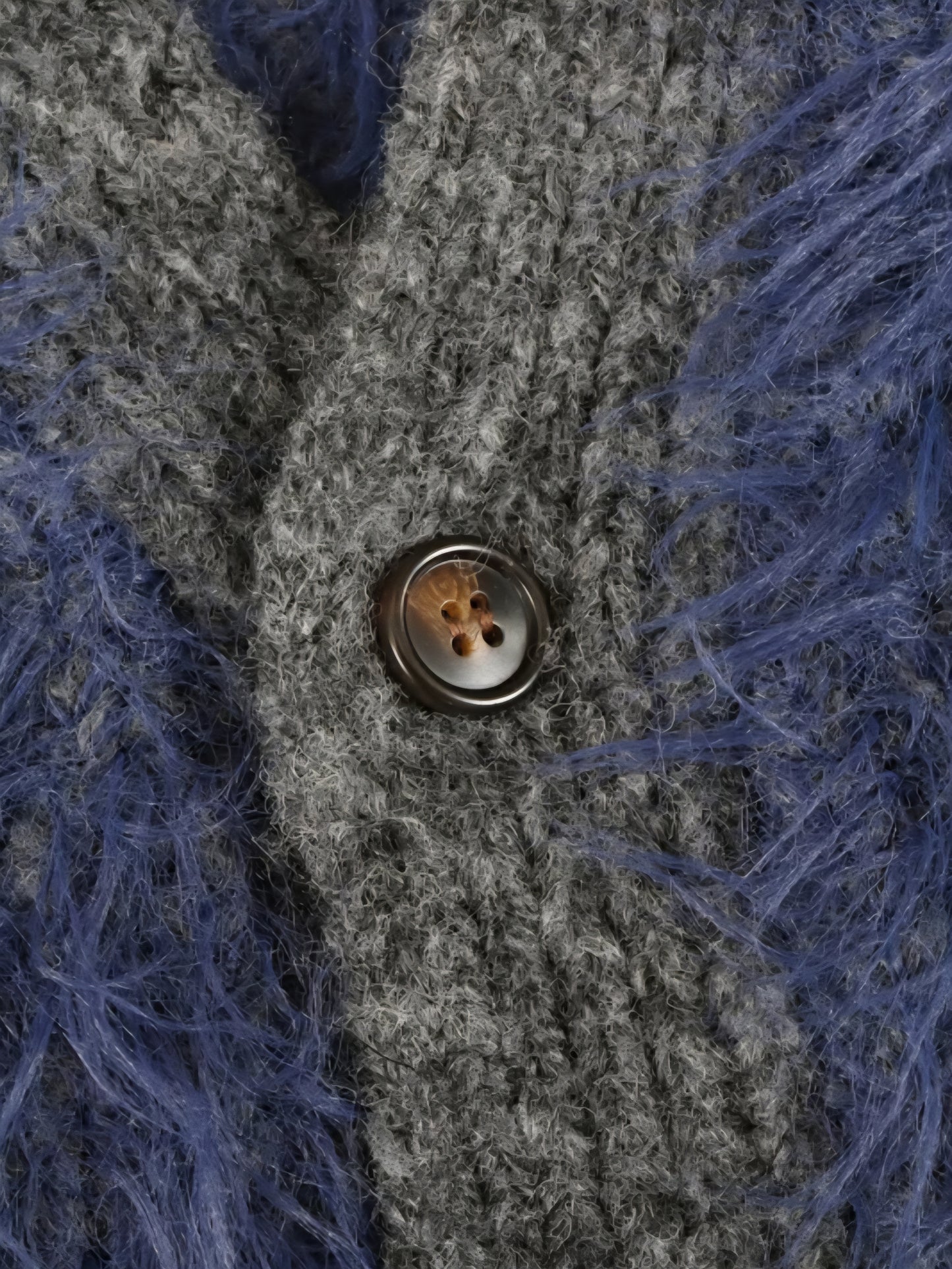 LE MELANGE バイカラシャギーカーディガン