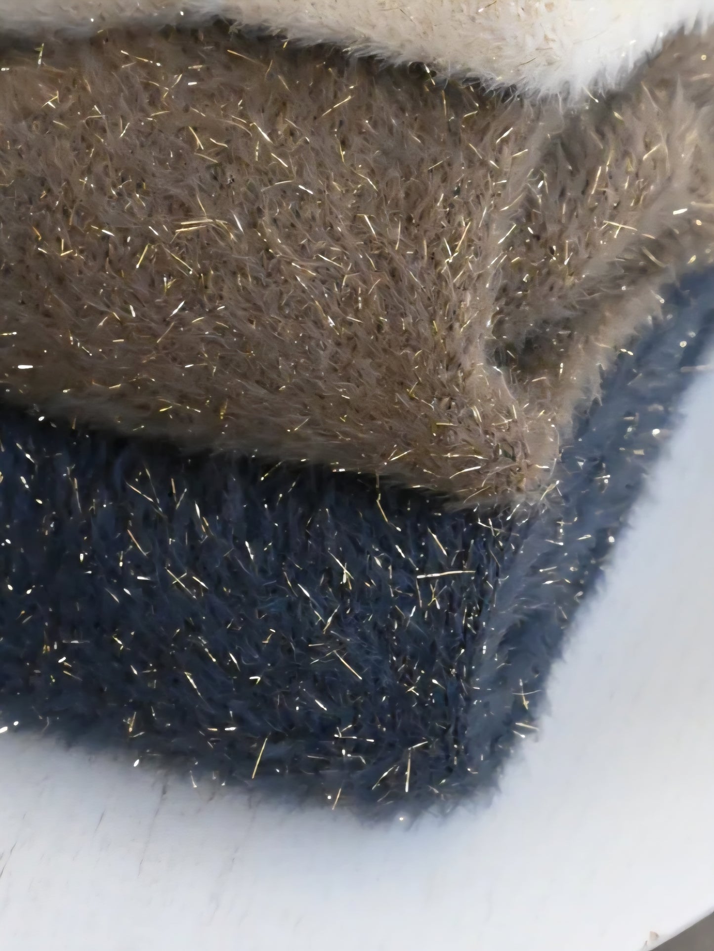 TORRAZZO DONNA ラメフリンジシャギーもちもちニット