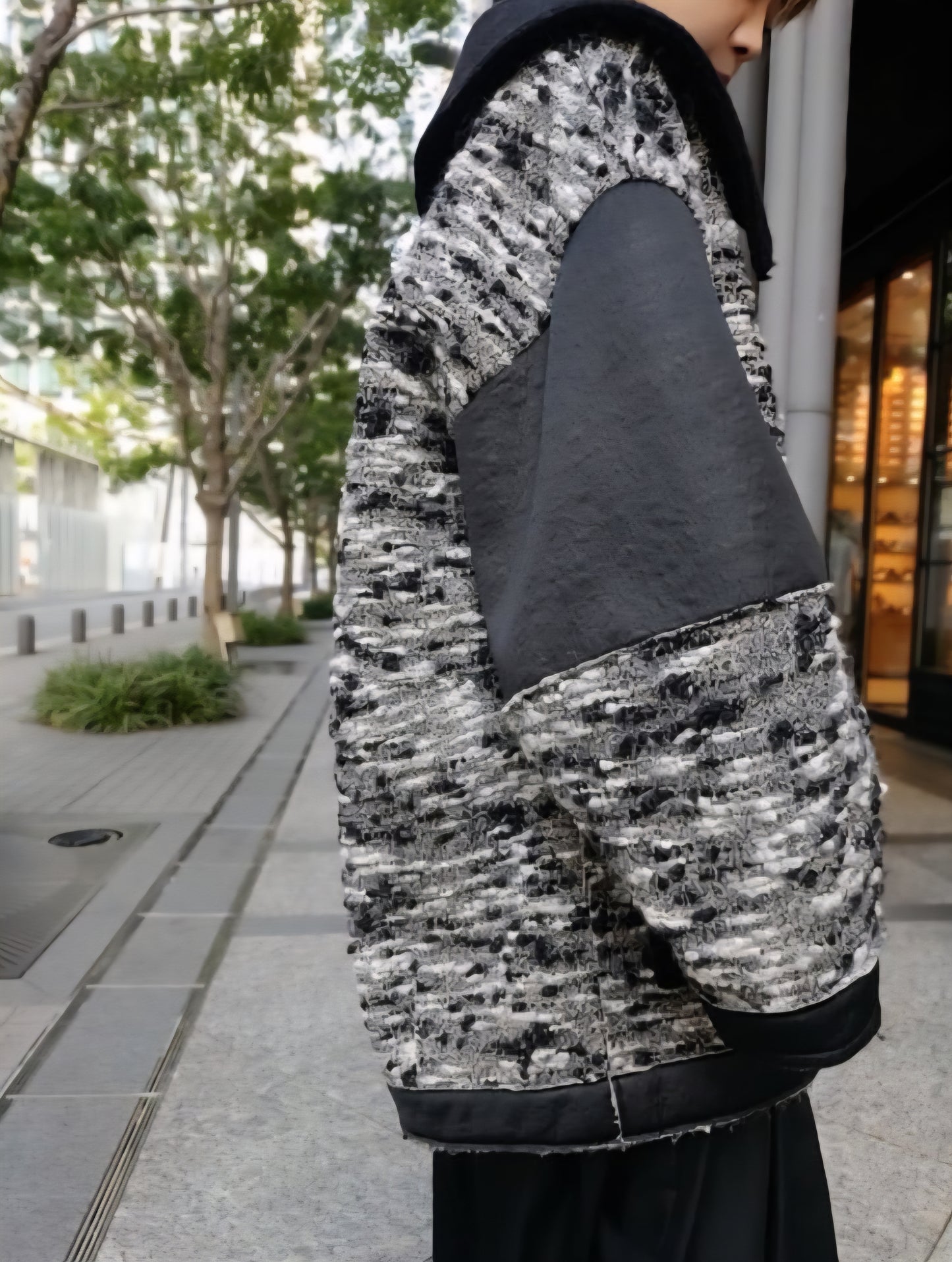 【special sale】MEGMIURA ツイード×ウール切替ボンディングコート