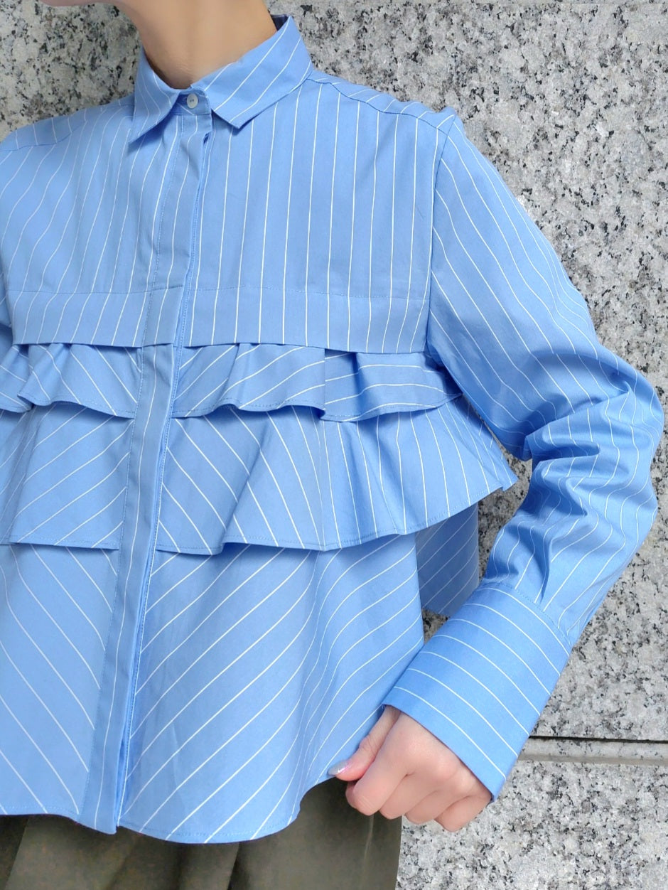 【SALE】MARILYN MOON レイヤードラッフルショートフレアブラウス