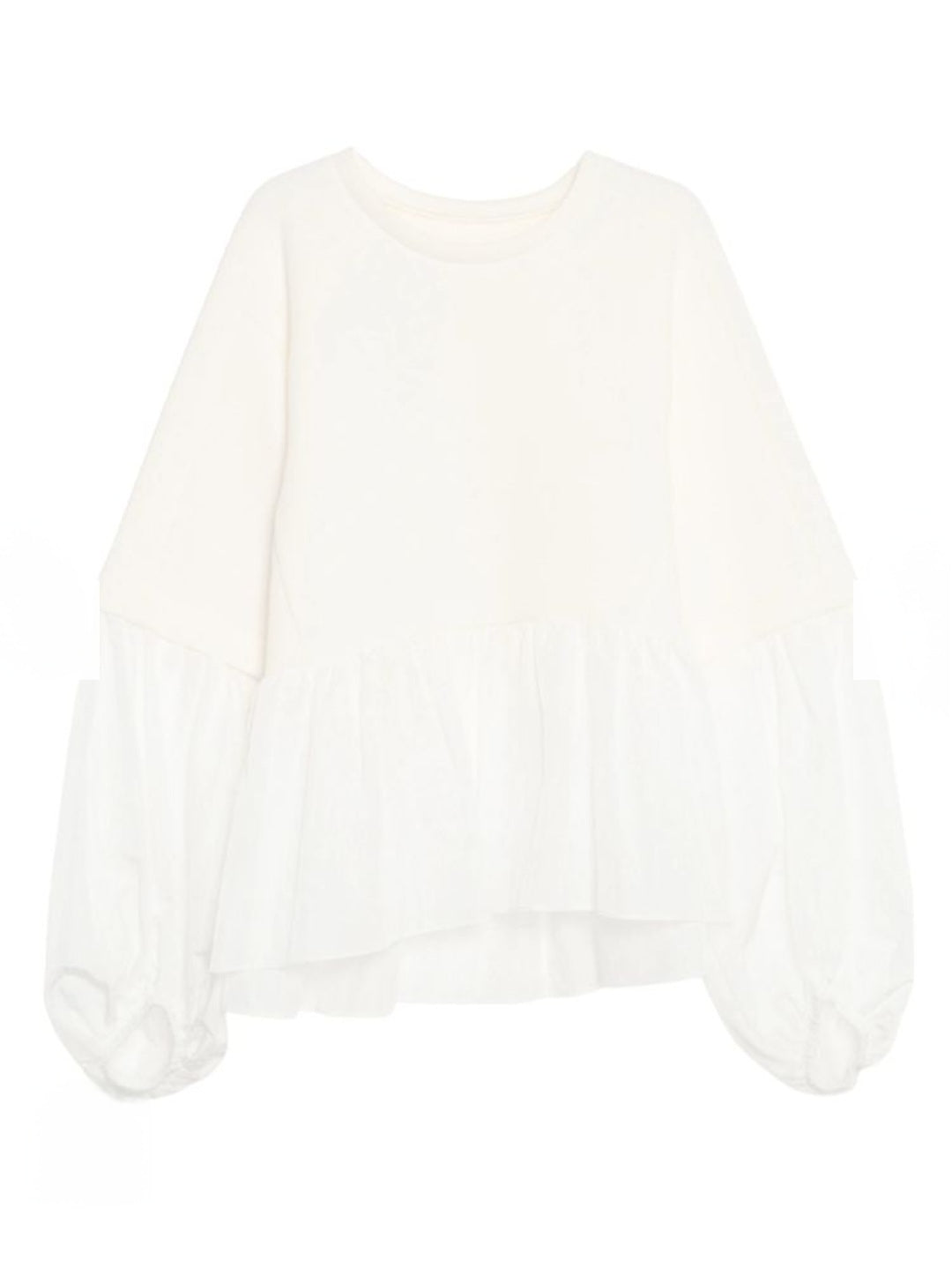 ELENDEEK ストレッチダンボール×タフタドッキングペプラムプルオーバー