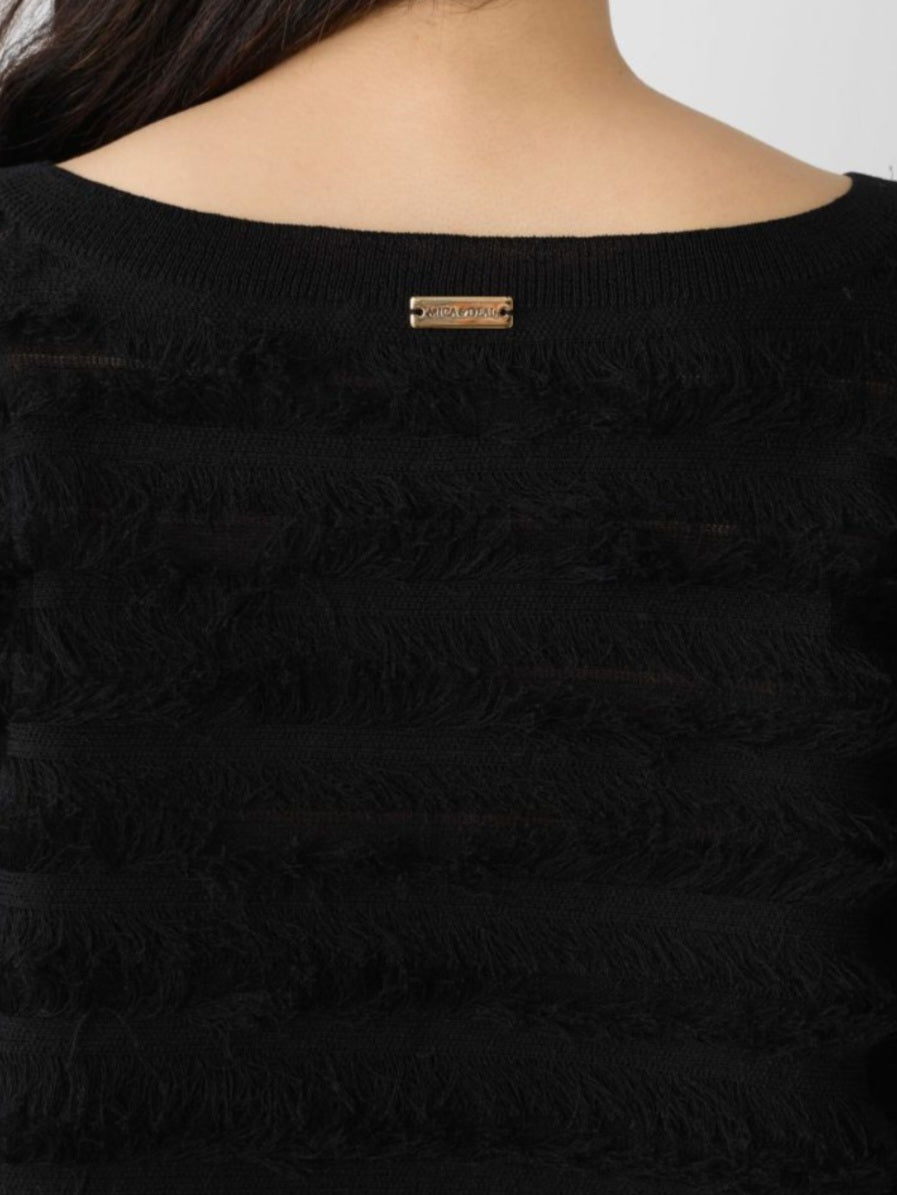 MICA&DEAL ボートネックフリンジニットプルオーバー