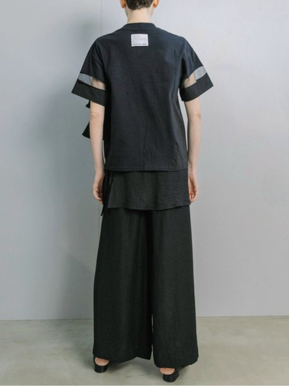 MARECHAL TERRE フリル×シアー切替スリーブラッフルカットソー