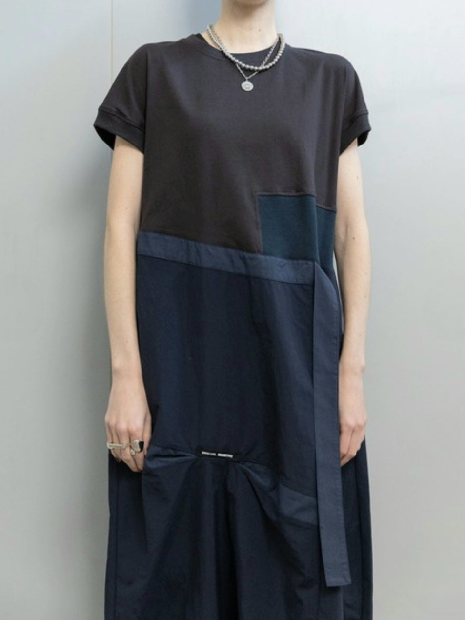 MARECHAL TERRE 天竺×タフタ×コットンコンビネーションコクーンワンピース