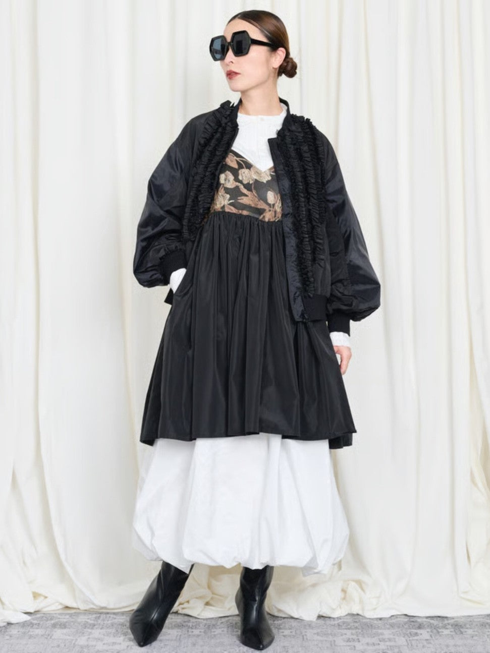 THOMAS MAGPIE タフタフリルブルゾン