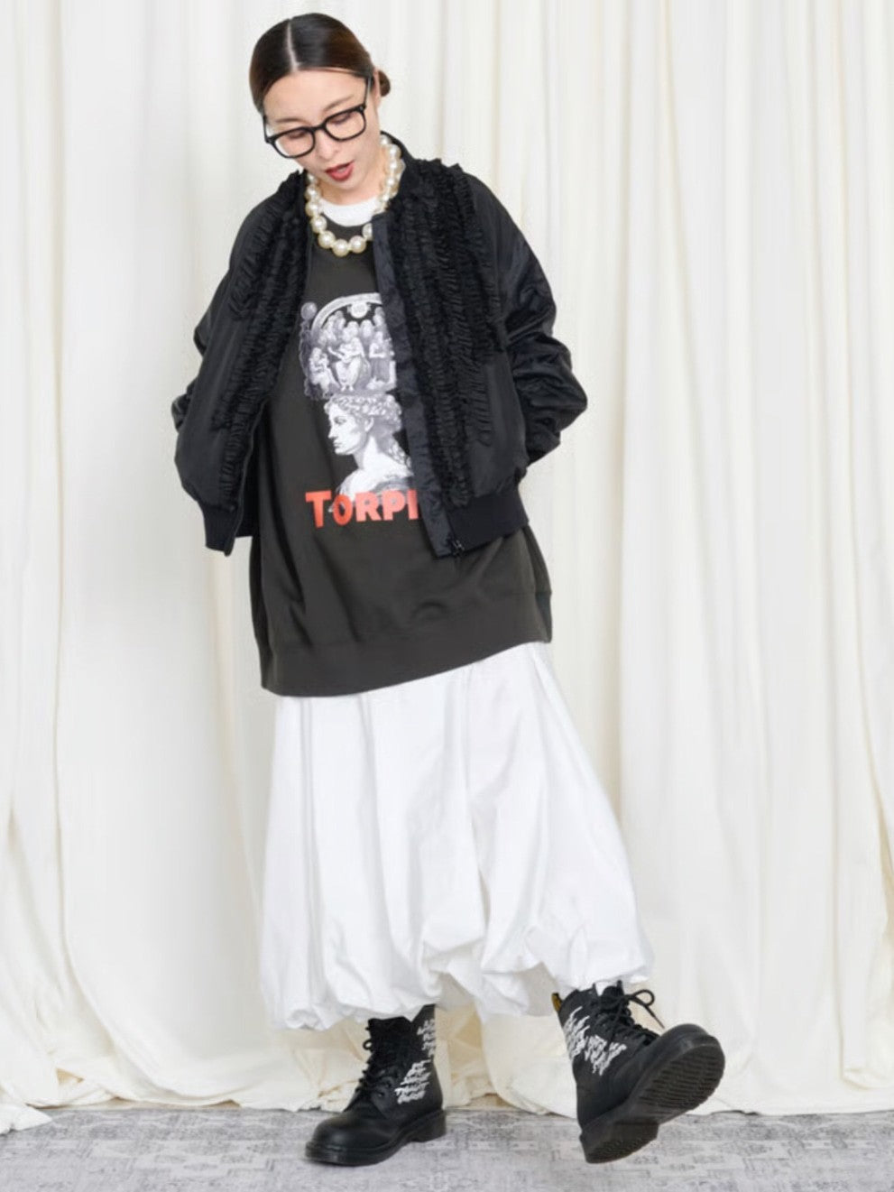 THOMAS MAGPIE タフタフリルブルゾン