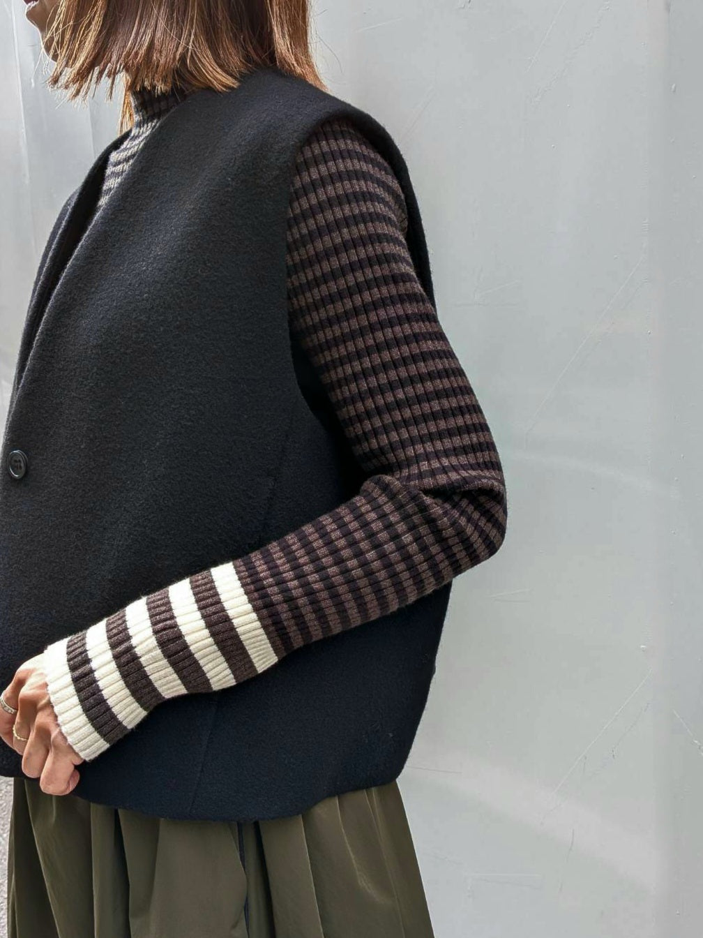 STELLA CIFFON　ウールビーバーショートジレ　