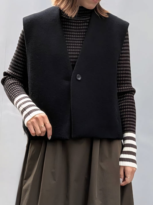 STELLA CIFFON　ウールビーバーショートジレ　