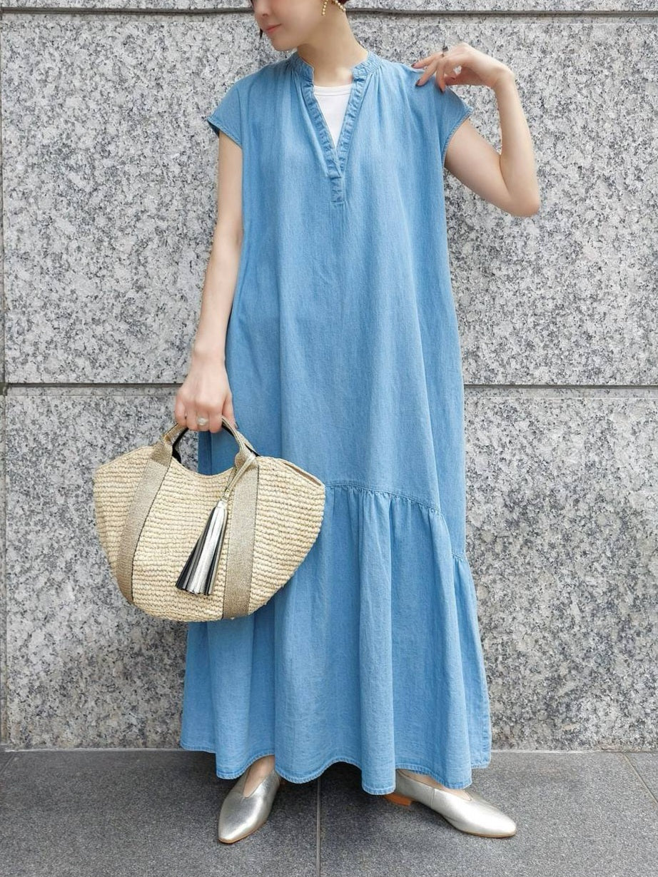 MICA＆DEAL スキッパーデニムワンピース